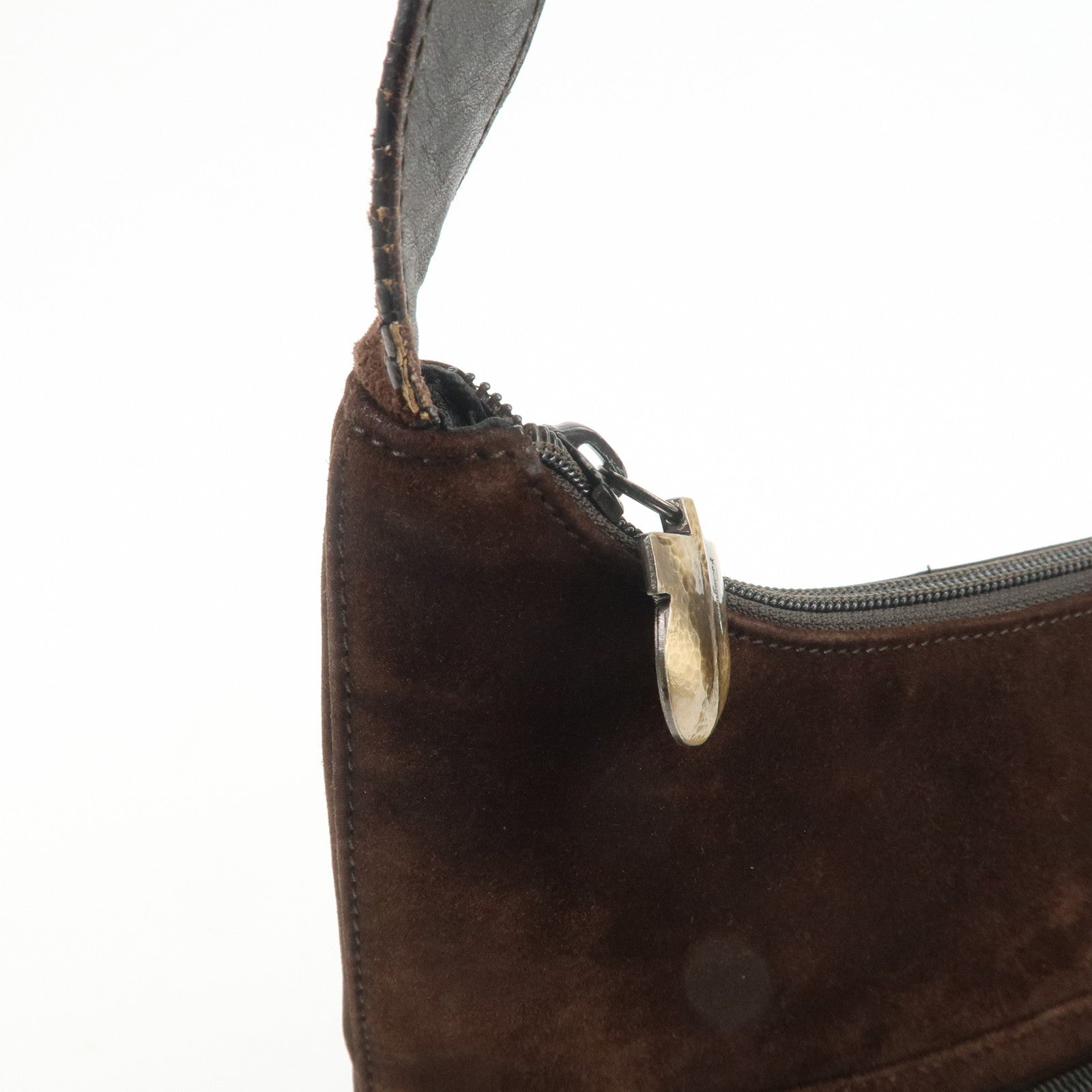 Ferragamo Gancini Suede Leather Shoulder Bag Brown