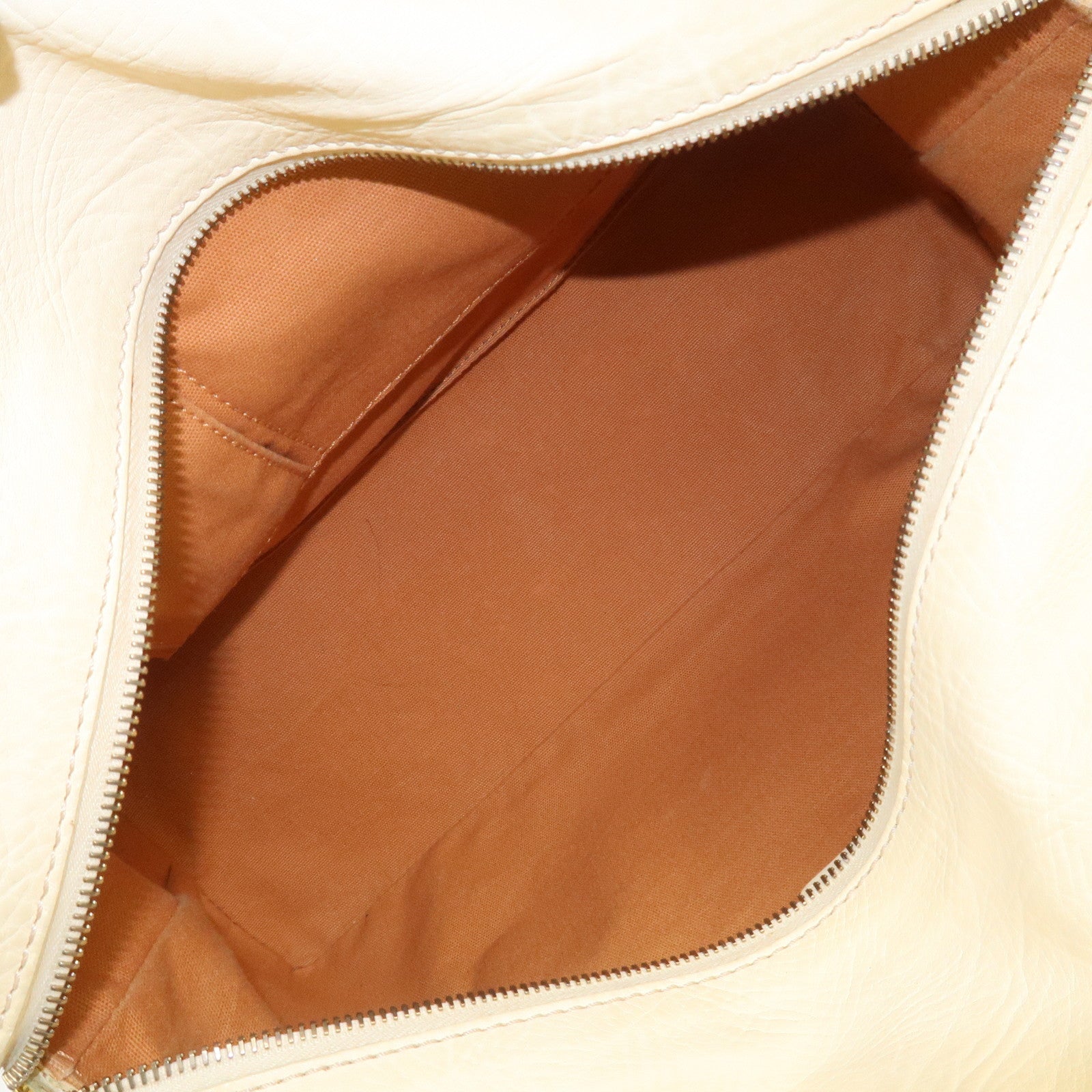 CELINE Macadam Logo Leather Tote Bag Hand bag Shoulder Bag Creme