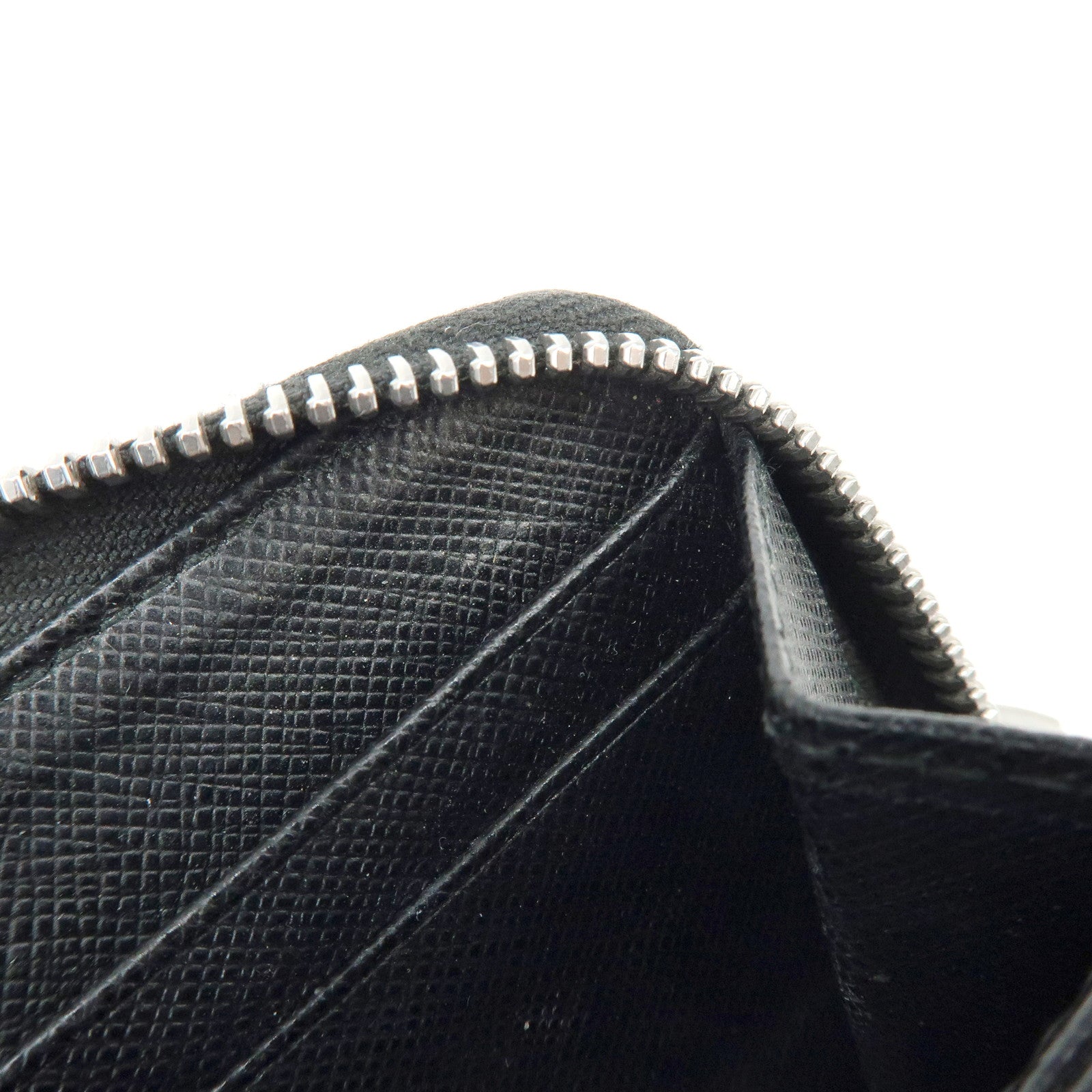 PRADA Saffiano Leather Compact Wallet Coin Case Card Case Black