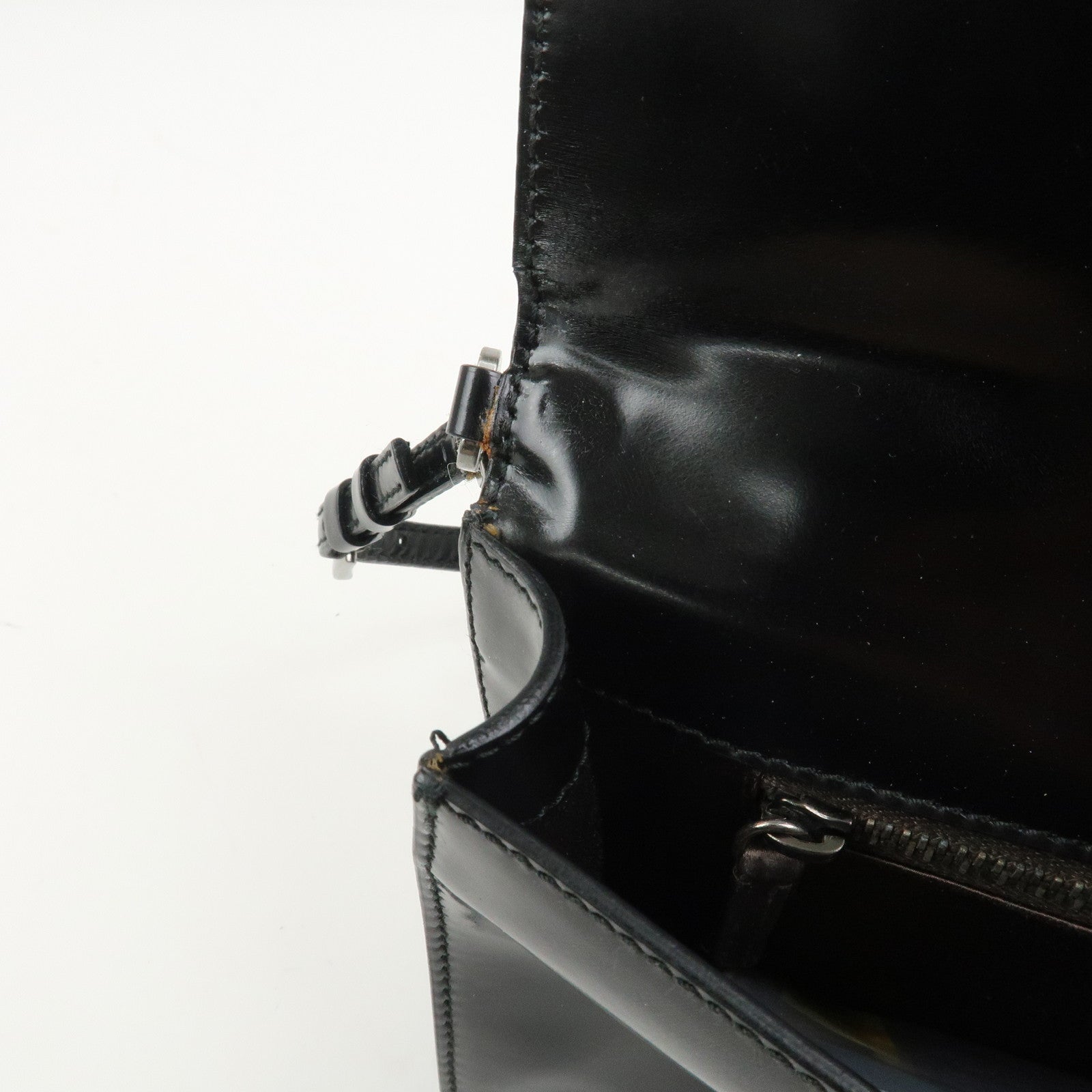 PRADA Logo Leather Shoulder Bag Hand Bag Black BR0421