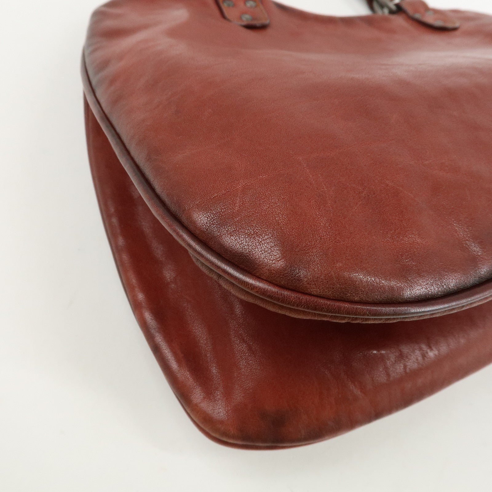 Christian Dior Gaucho Leather Saddle Bag Shoulder Bag Red Brown Used