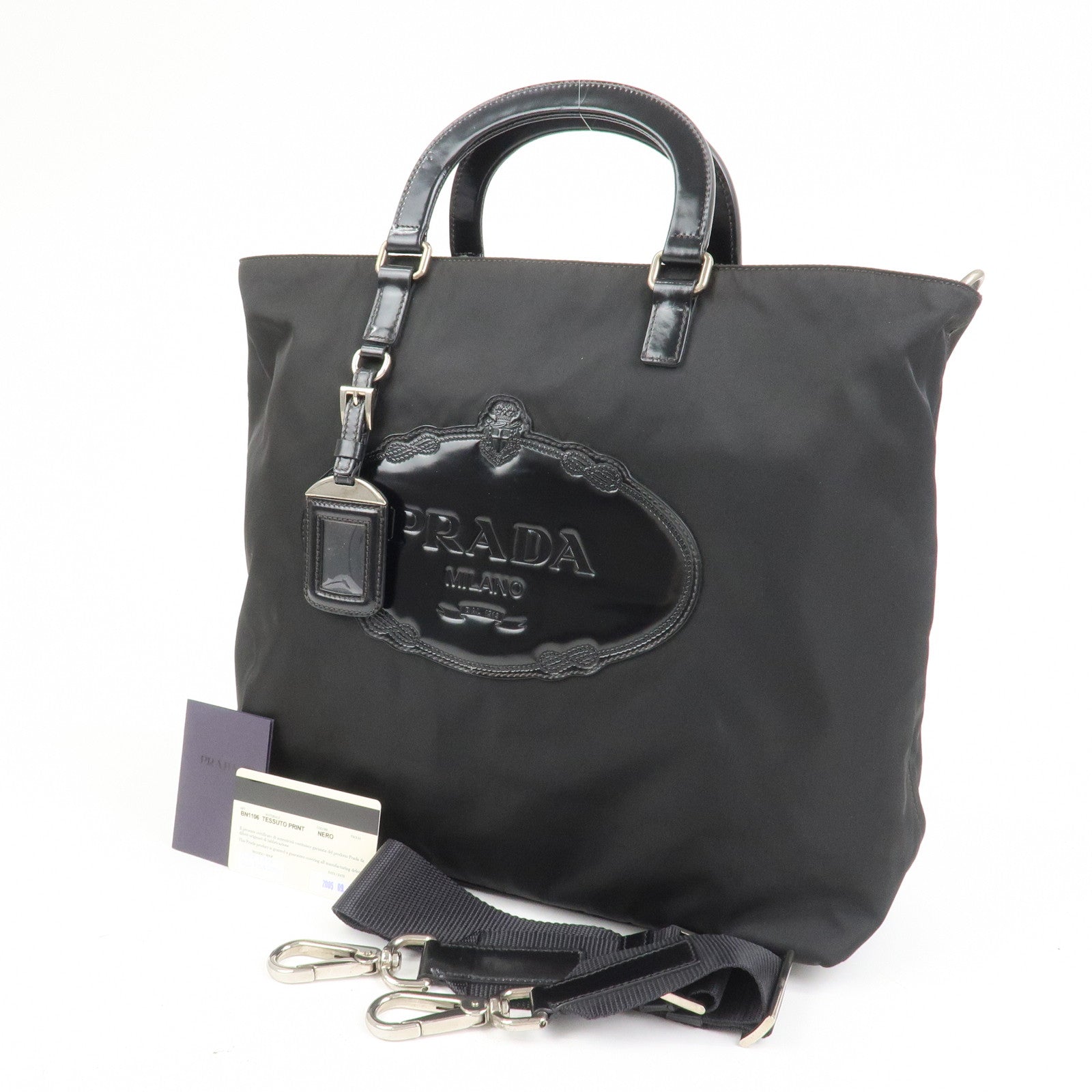 PRADA Nylon Patent Leather 2Way Bag Shoulder Bag Black BN1106