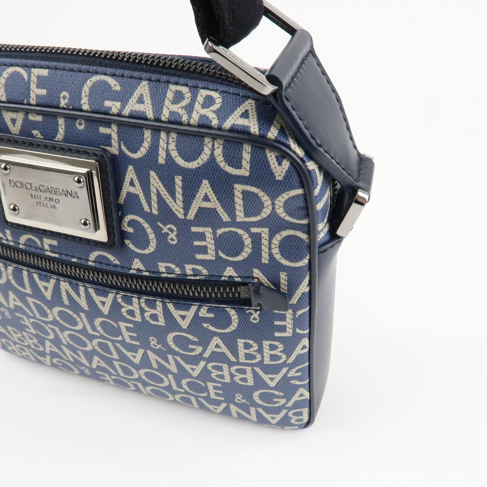 Dolce&Gabbana Canvas PVC Leather Shoulder Bag Navy