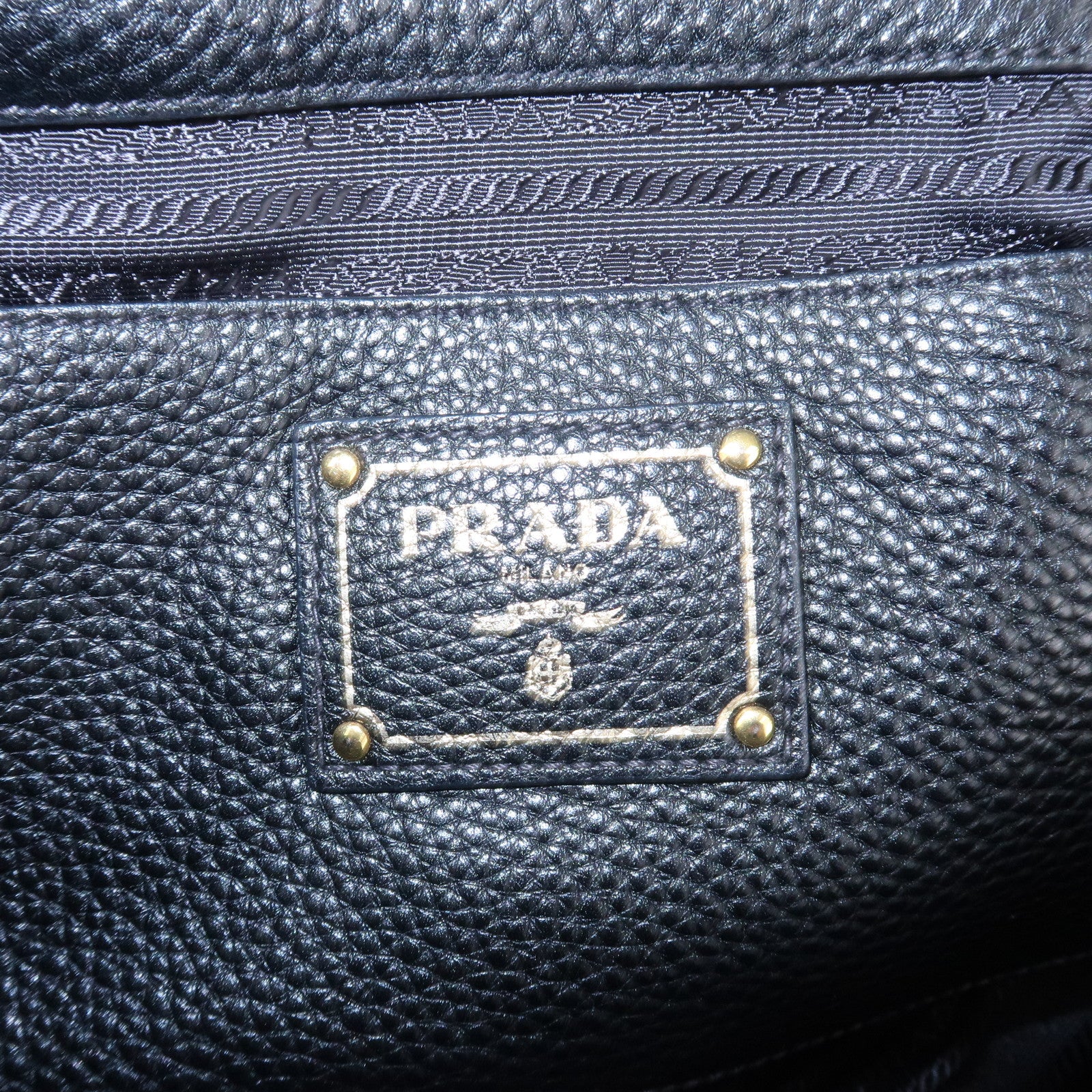 PRADA Vitello Daino Leather 2Way Tote Bag Shoulder Bag Black BN1713