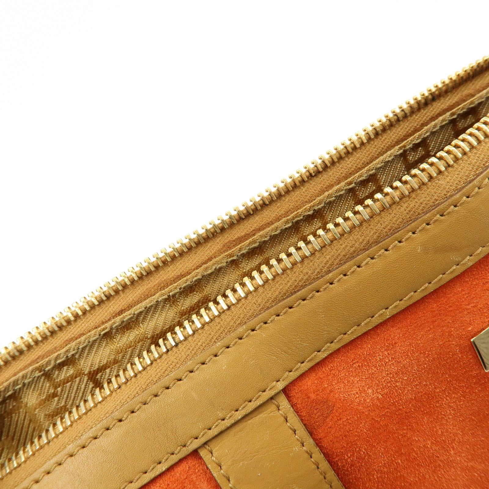 GUCCI Logo Suede Leather Hand Bag Orange Brown 000.0851