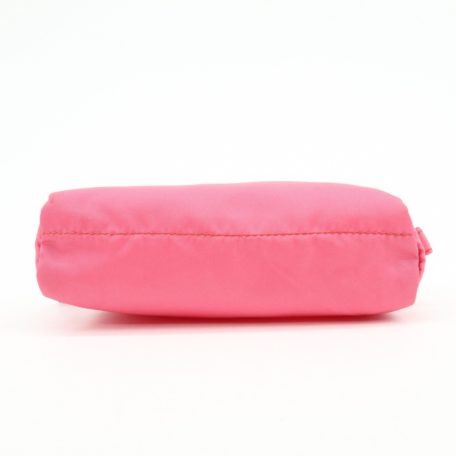 PRADA Triangle Logo Nylon Leather Cosmetic Pouch Pink 1NA021