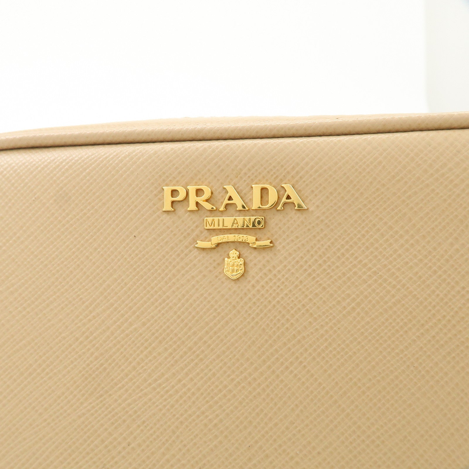 PRADA Logo Saffiano Leather Shoulder Bag Crossbody Bag Beige 1NF674 Used