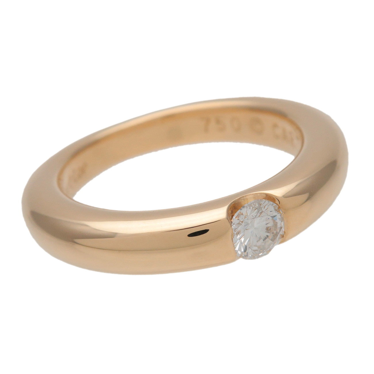 Cartier Ellipse 1P Diamond Ring K18 750YG #54 0.25ct US7 EU54 HK15
