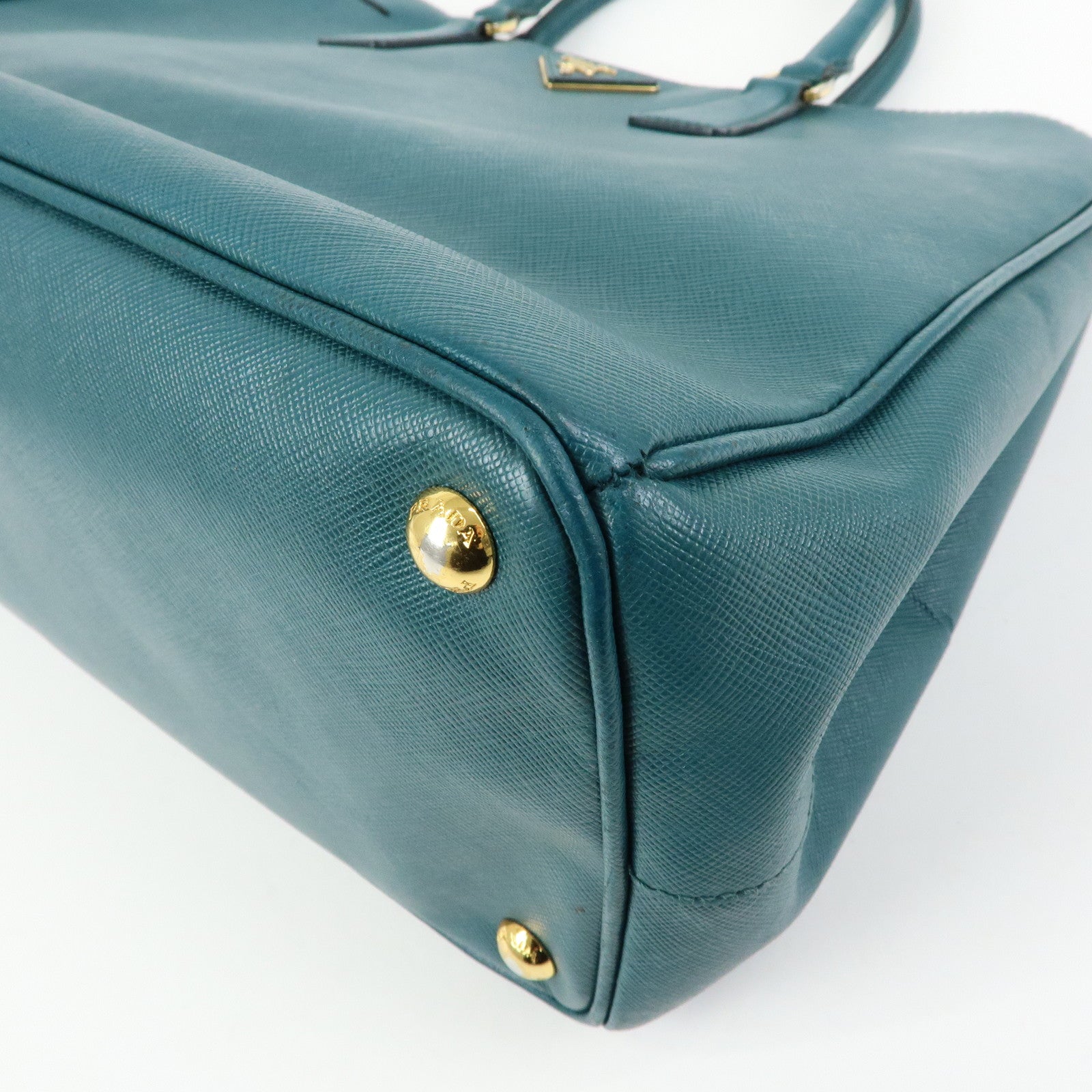 PRADA Triangle Logo Galleria Saffiano Leather Tote Hand Bag Green