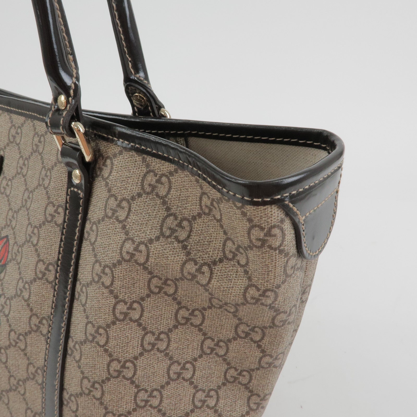 GUCCI GG Supreme Patent Leather Tote Bag Shoulder Bag 197953