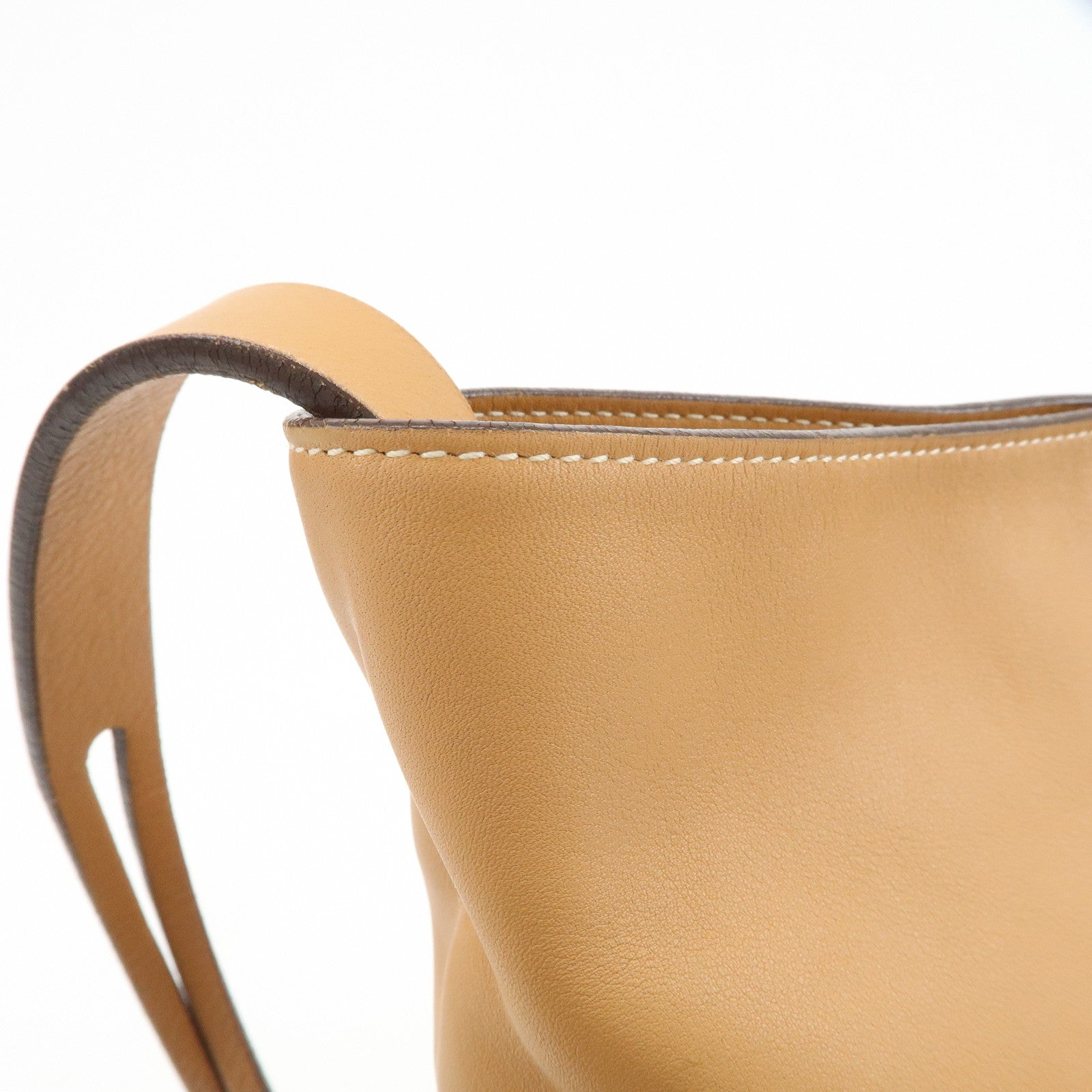 LOEWE Logo Leather Shoulder Bag Hand Bag Tote Bag Light Brown
