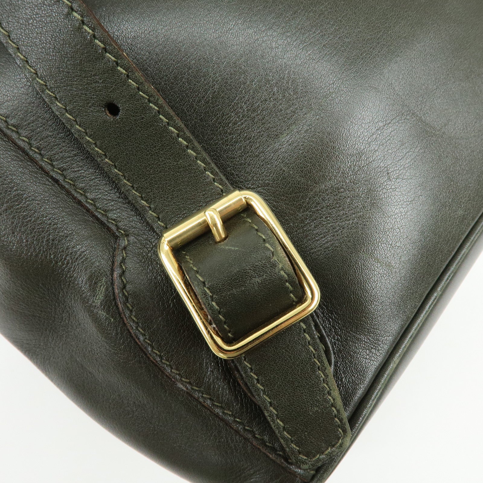 GUCCI Bamboo Leather Backpack Rucksack Khaki 003・1705・0030