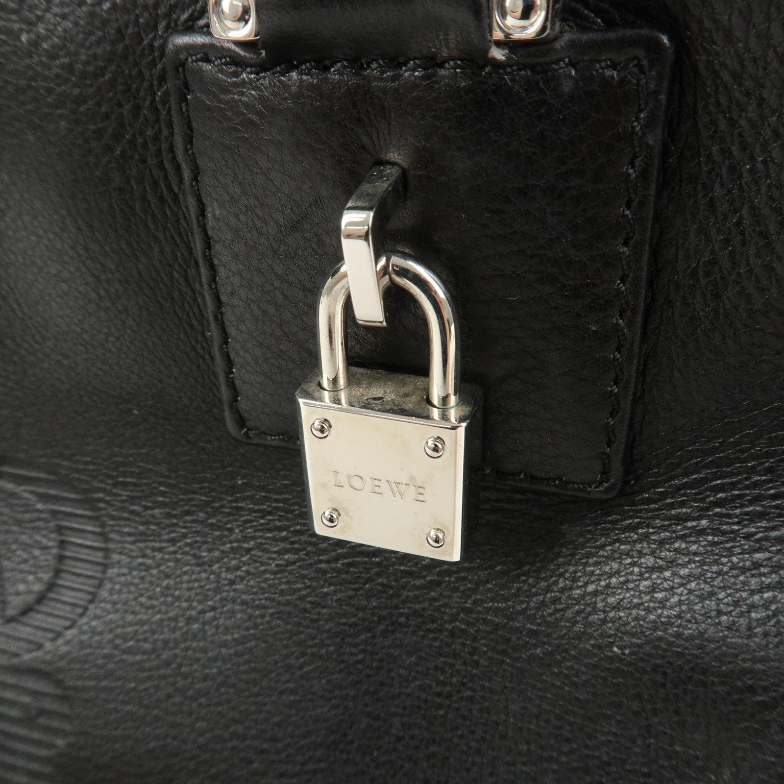 LOEWE Anagram Leather Tote Bag Hand Bag Black