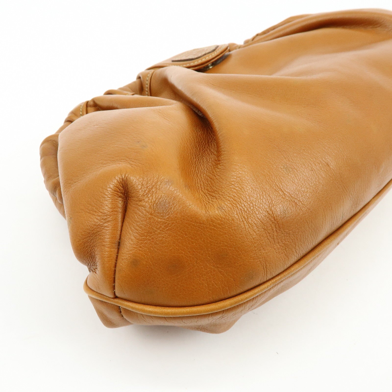 CELINE Leather 2Way Shoulder Bag Clutch Bag Brown