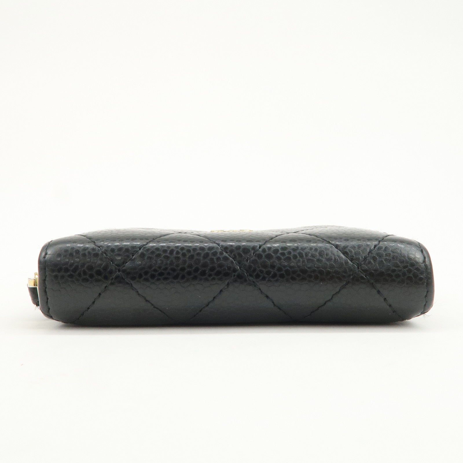 CHANEL Matelasse Caviarskin Classic Zippy Coin Case Black AP0216