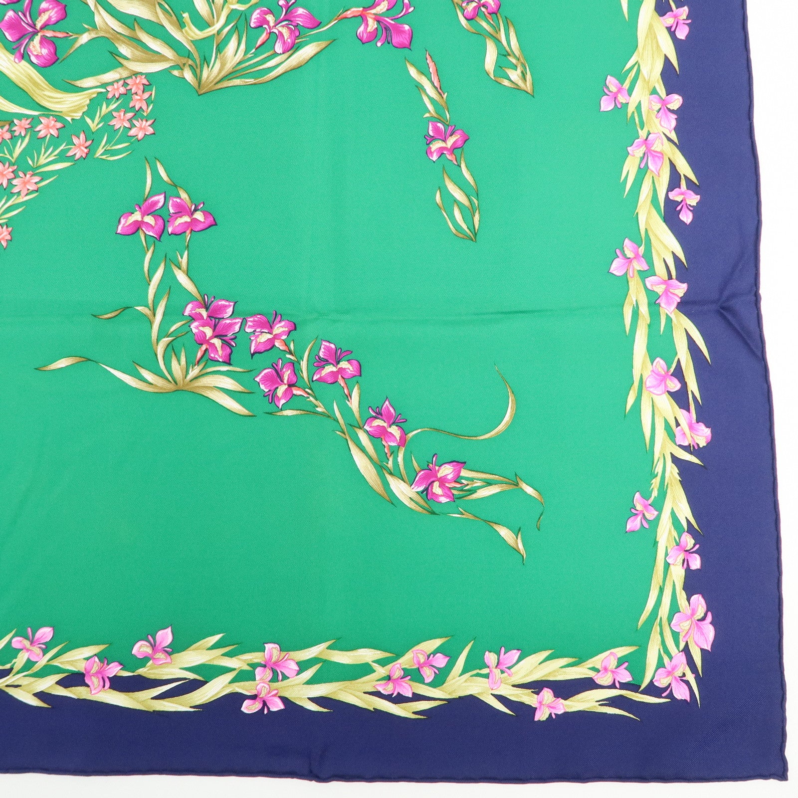 HERMES Carre 90 Silk 100% Scarf H.d'Origny Green