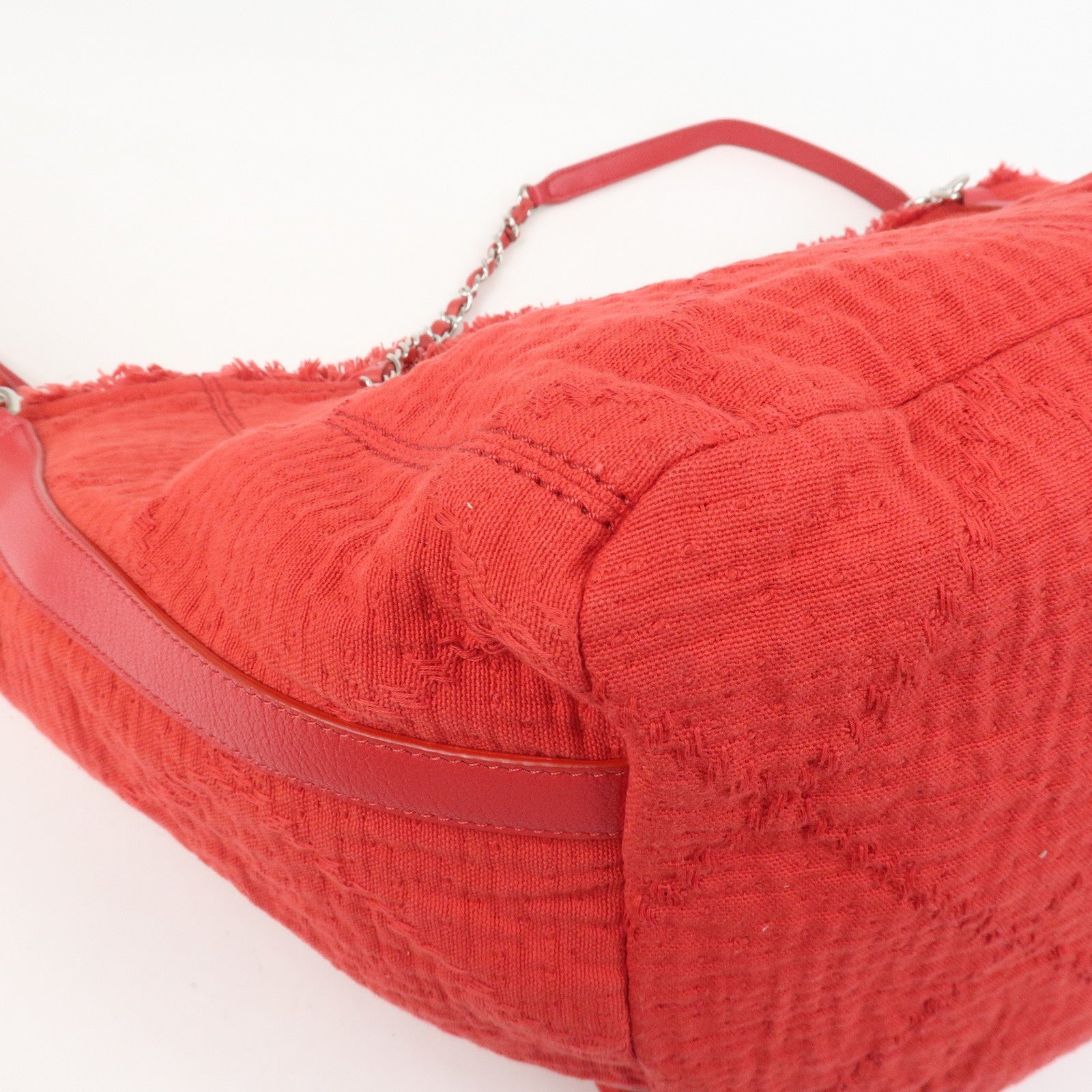 CHANEL COCO Mark Canvas Calf Leather Shopping Bag Large Red A57168