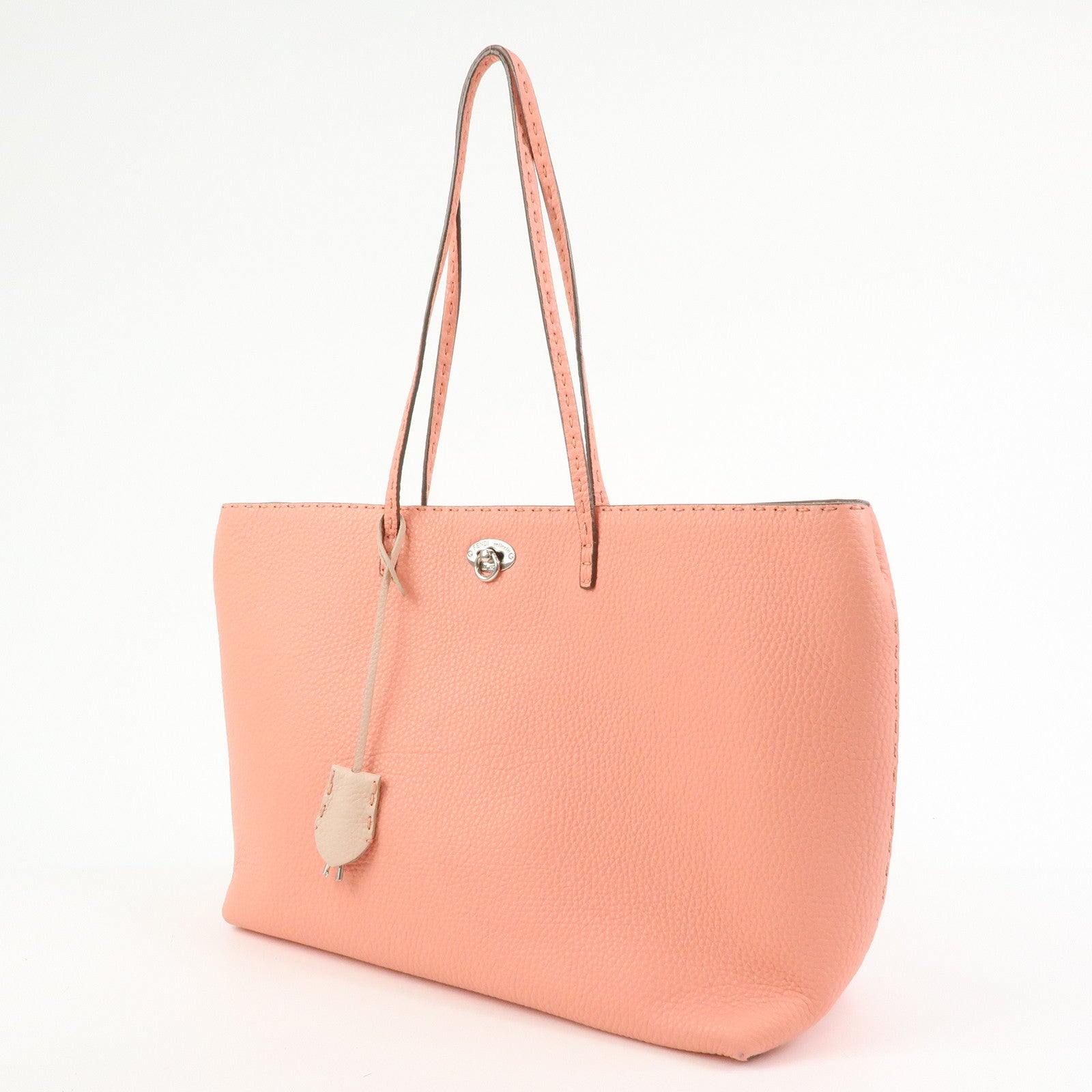 FENDI Selleria Carla Leather Tote Bag Shoulder Bag Pink 8BH257
