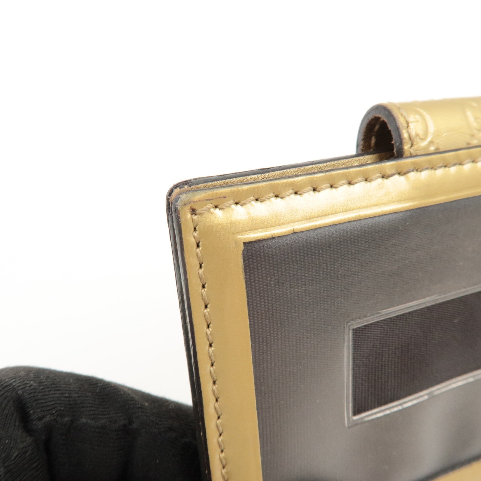 GUCCI Micro Guccissima Leather Card Case Gold 224261 Used