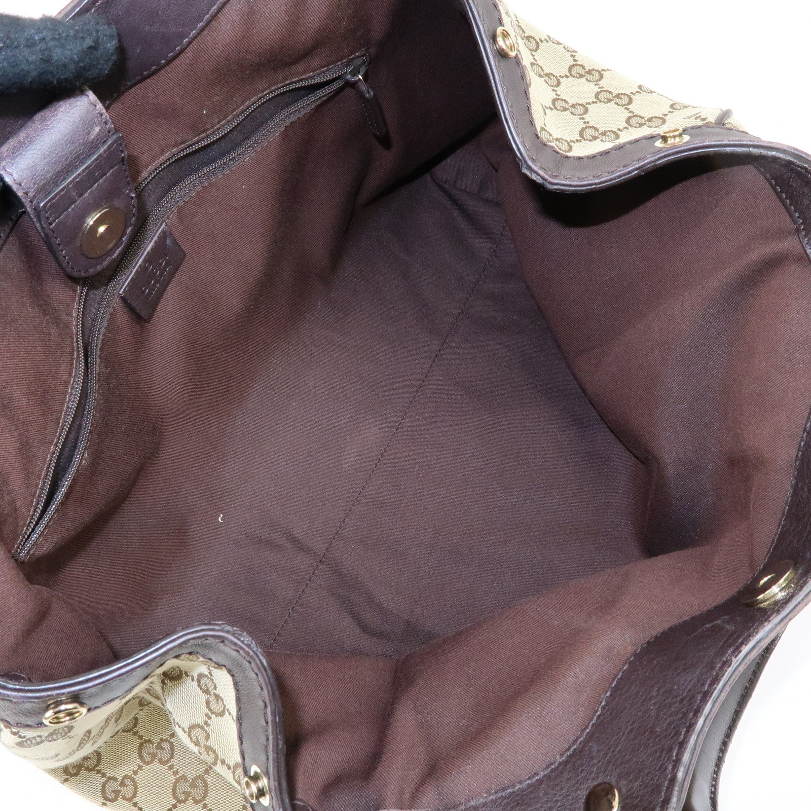 GUCCI GG Canvas Leather Tote Bag Hand Bag Dark Brown Beige 211944