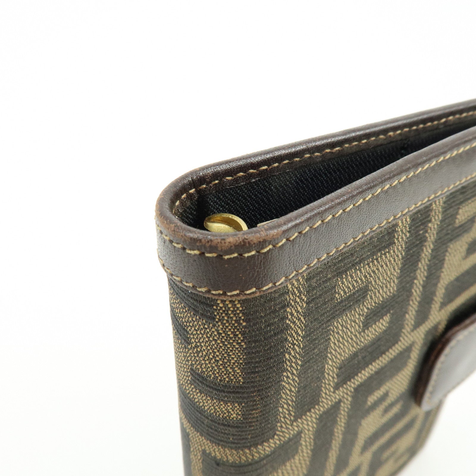 FENDI Zucca Canvas Leather Agenda Planner Cover Brown Black 30153