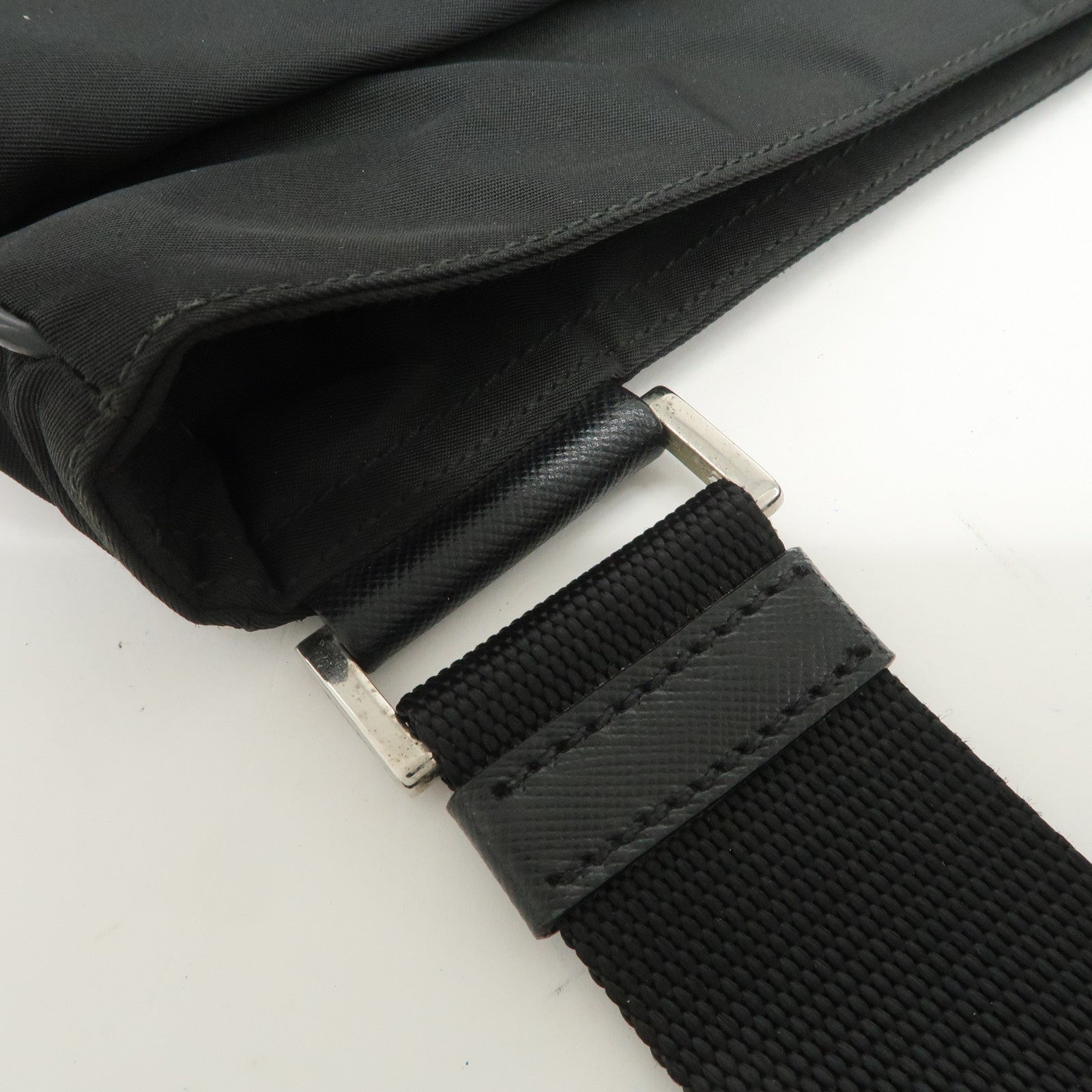 PRADA Nylon Saffiano Leather Shoulder Crossbody Bag Black VA0269