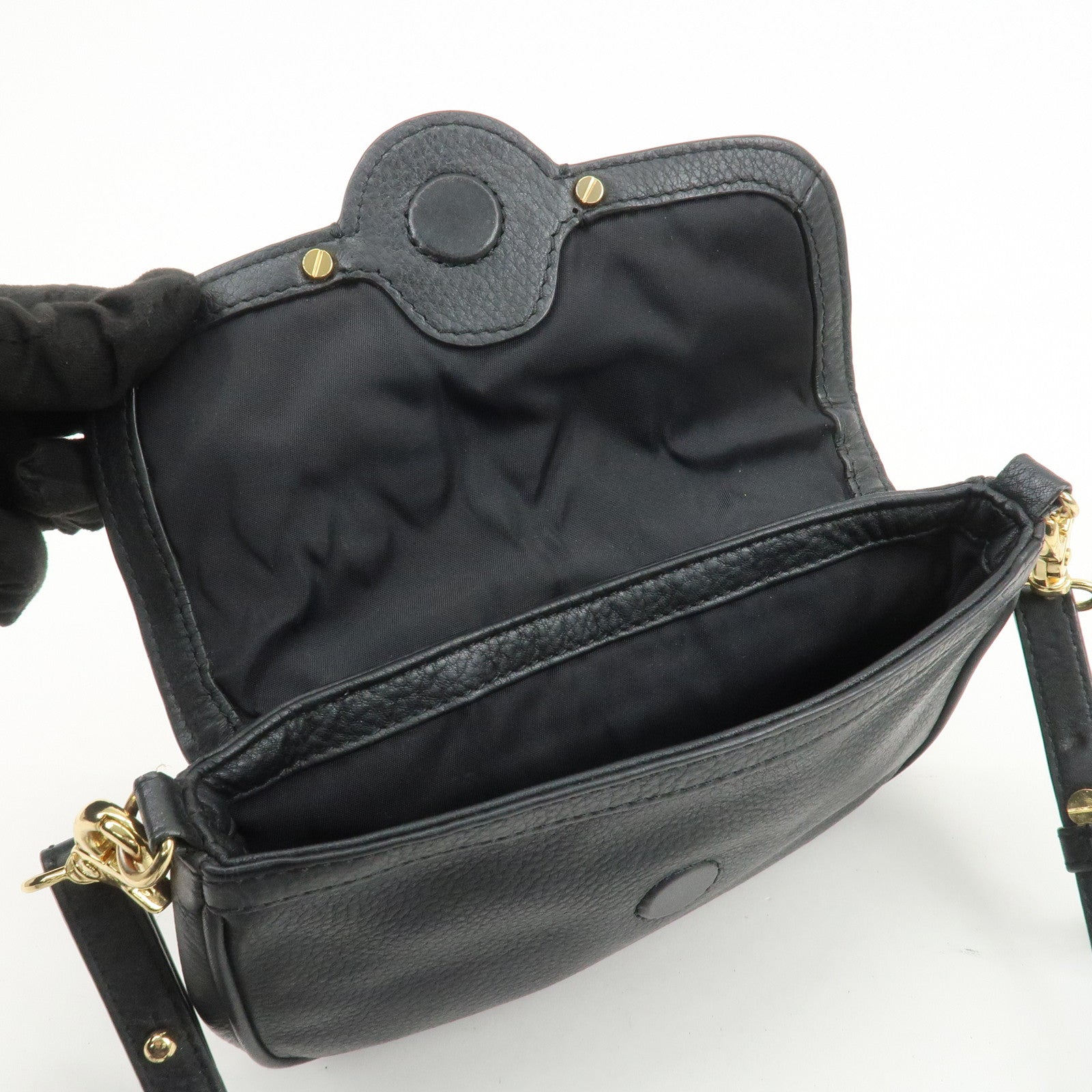 TORY BURCH Logo Leather Shoulder Bag Crossbody Bag Black