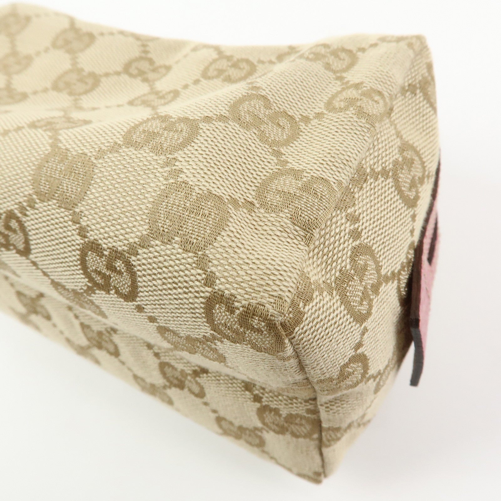 GUCCI GG Canvas Leather Pouch Cosmetic Case Beige Pink 29595