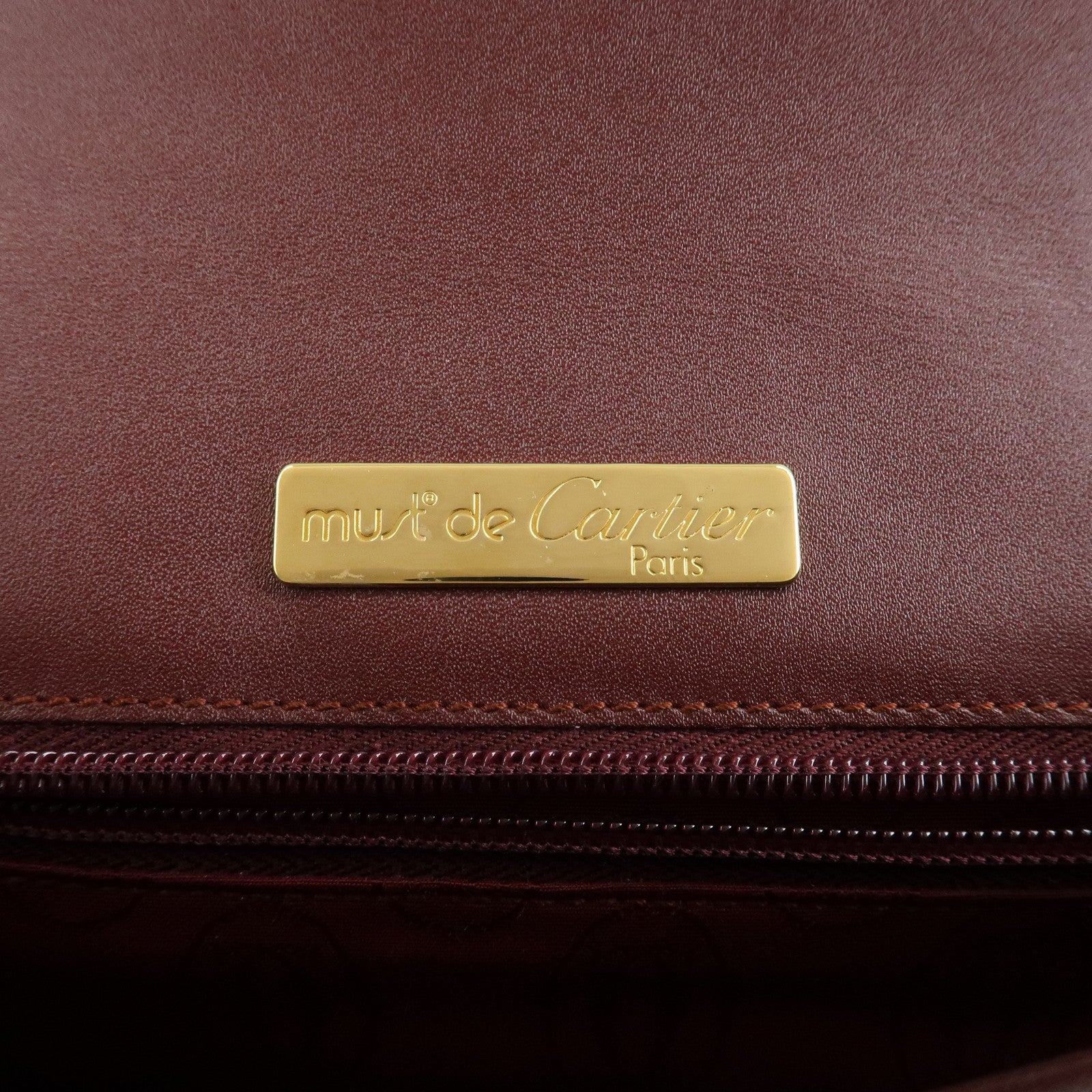 Cartier Logo Leather Clutch Bag Bordeaux