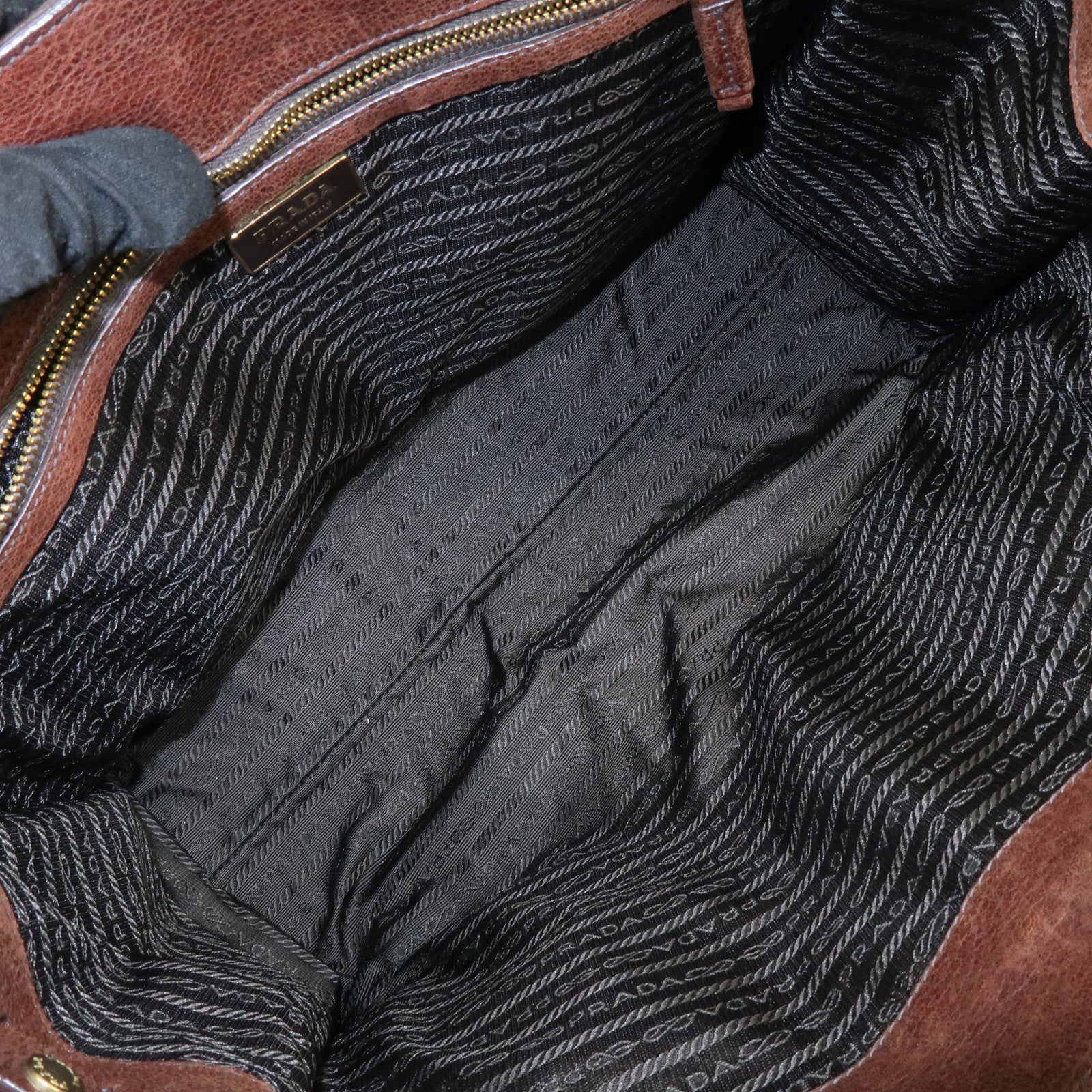 PRADA Leather Shoulder Bag Hand Bag Brown BR3130