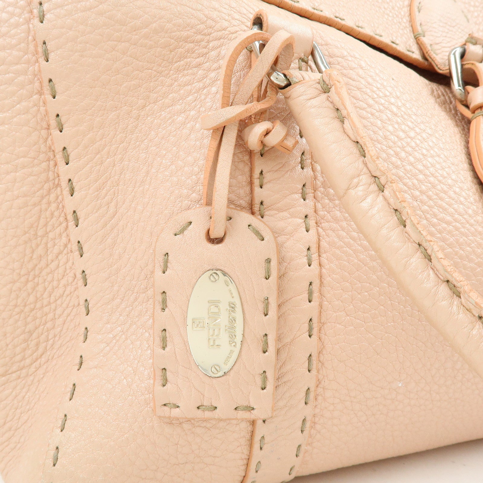 FENDI Selleria Leather Hand Bag Shoulder Bag Pink 8BR458