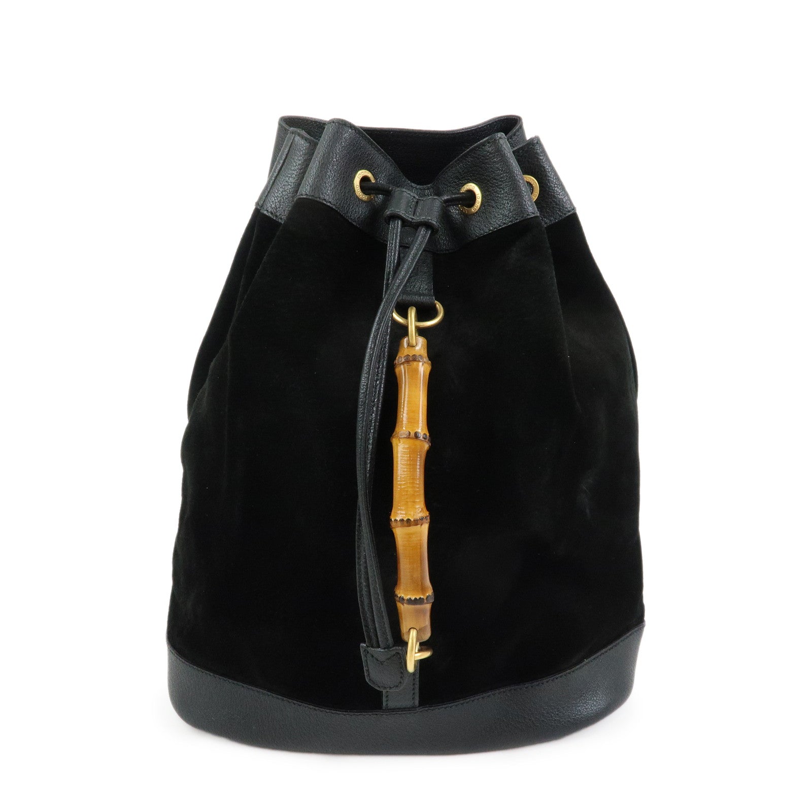 GUCCI Bamboo Suede Leather Backpack Rucksuck Black 003・2855・0043・0