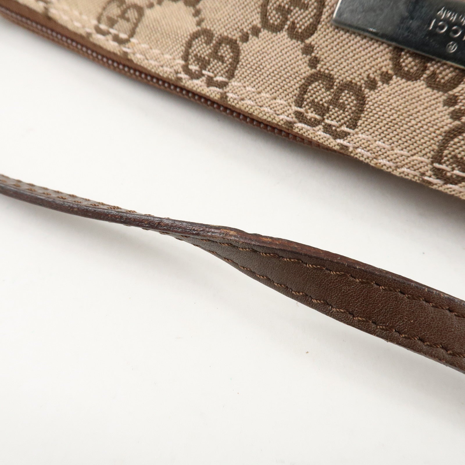 GUCCI GG Canvas Leather Canvas Accessory Pouch 039.1103.2123 Used