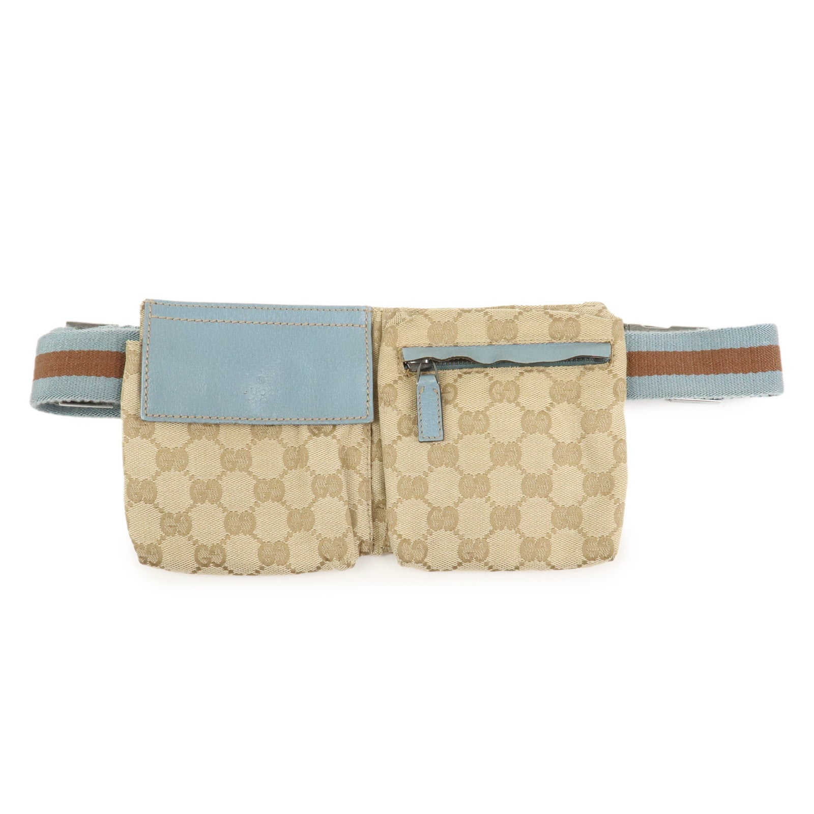GUCCI Sherry GG Monogram Canvas Leather Body Bag Waist Pouch 162962