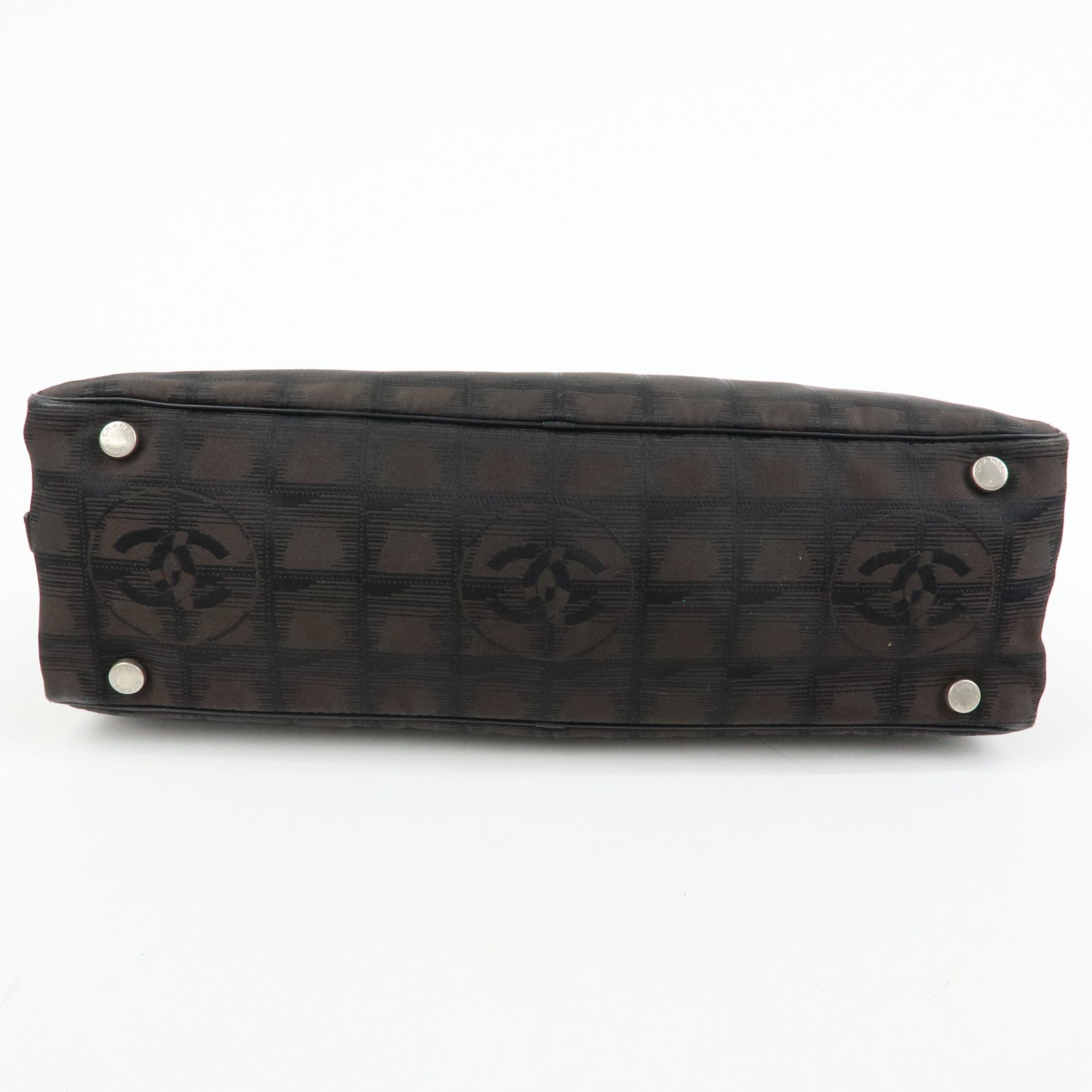 CHANEL New Travel Line Nylon Jacquard Mini Boston Bag Brown A15828