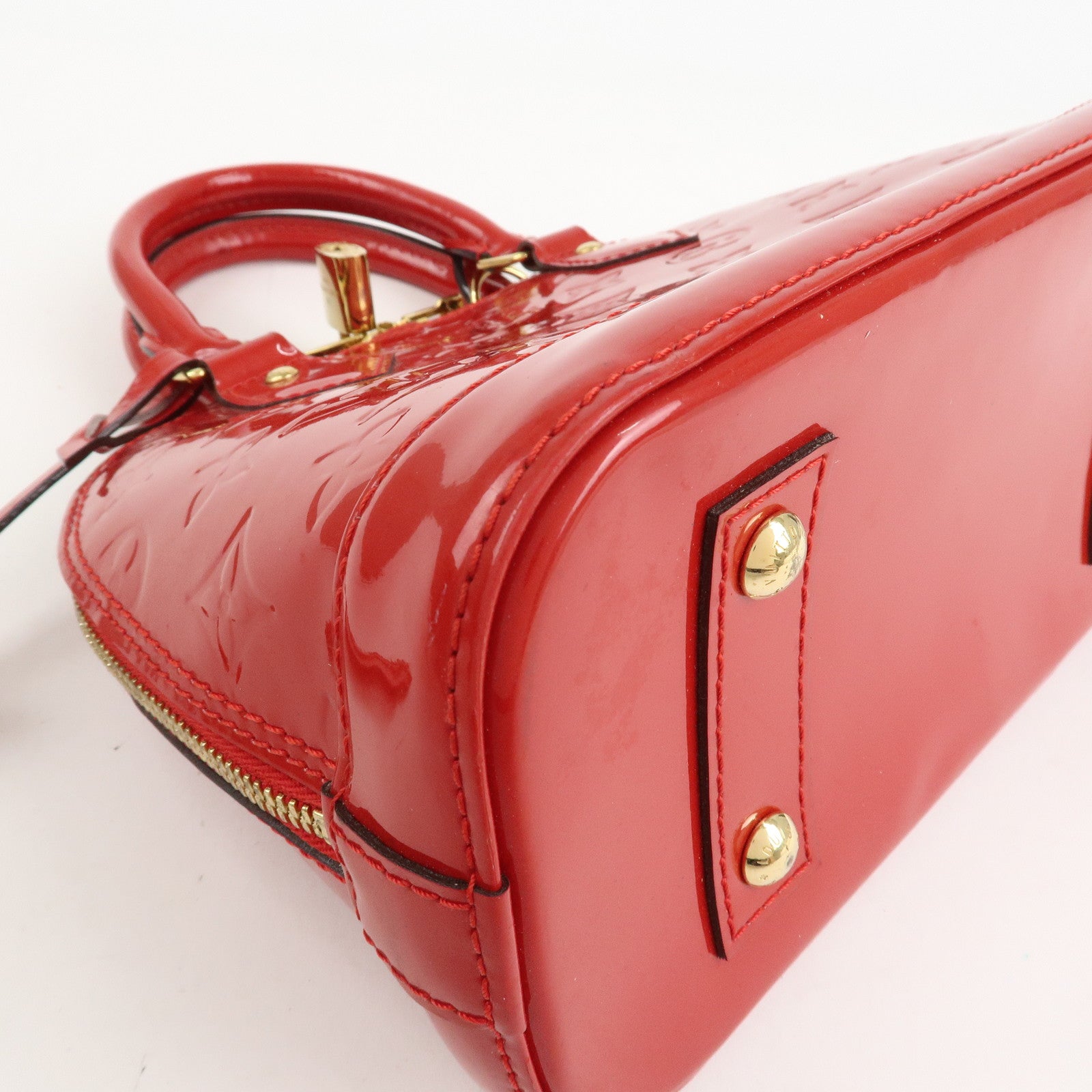 Louis Vuitton Monogram Vernis Alma BB 2Way Hand Bag Cerise M90174 Used