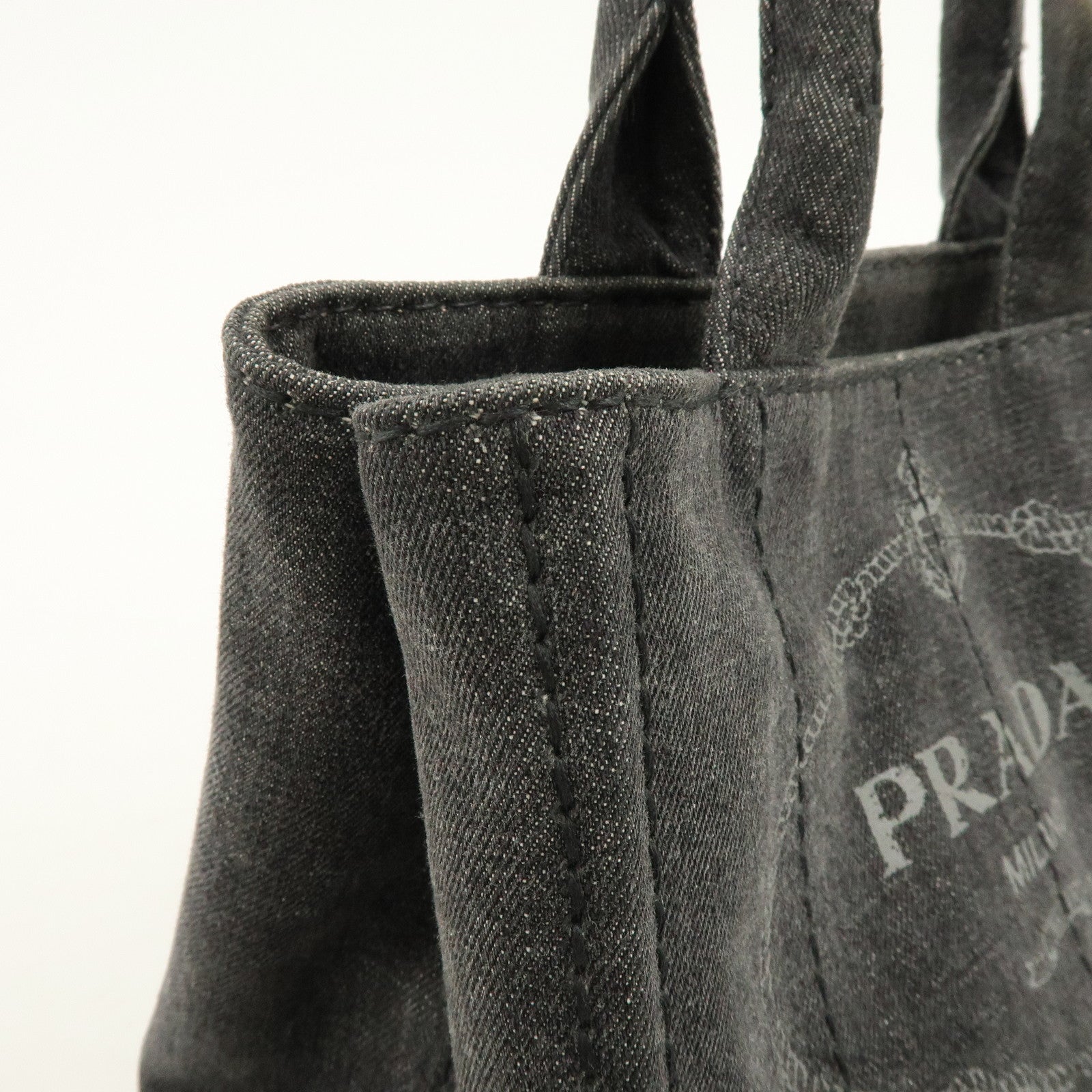 PRADA Canapa Canvas 2Way Bag Hand Bag Shoulder Bag Black