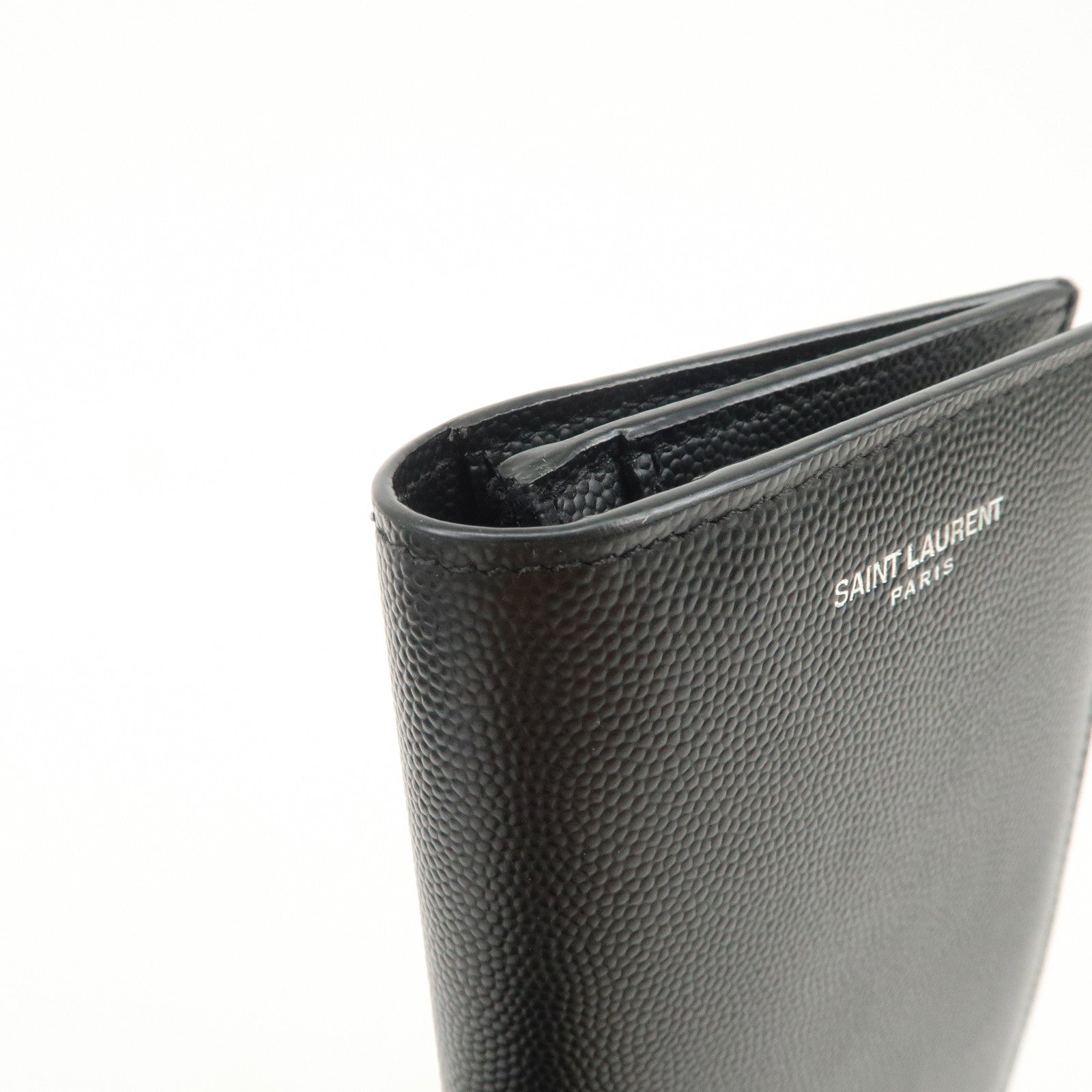 SAINT LAURENT PARIS Leather Bi-fold Long Wallet Black 396308