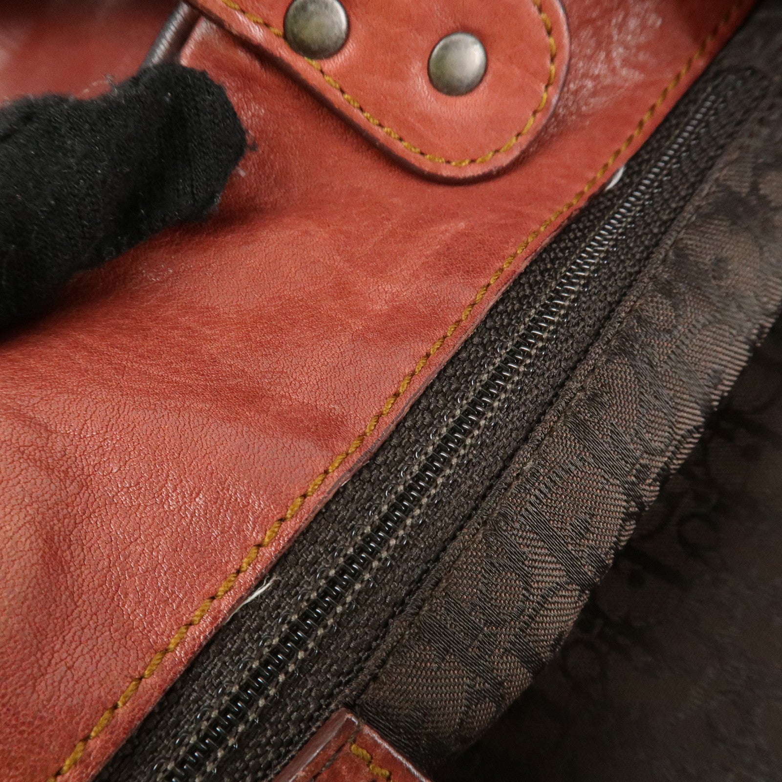 Christian Dior Gaucho Leather Saddle Bag Shoulder Bag Red Brown Used