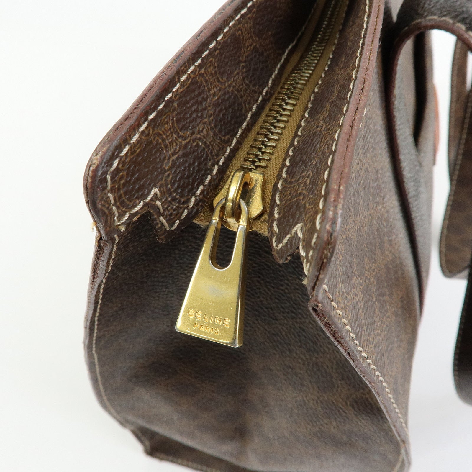 CELINE Macadam PVC Leather Tote Bag Shoulder Bag Brown