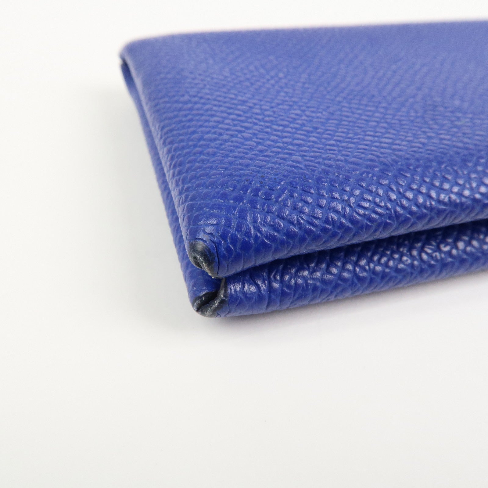 HERMES CALVI Veau Epsom Card Case Card Holder Z Stamped Blue