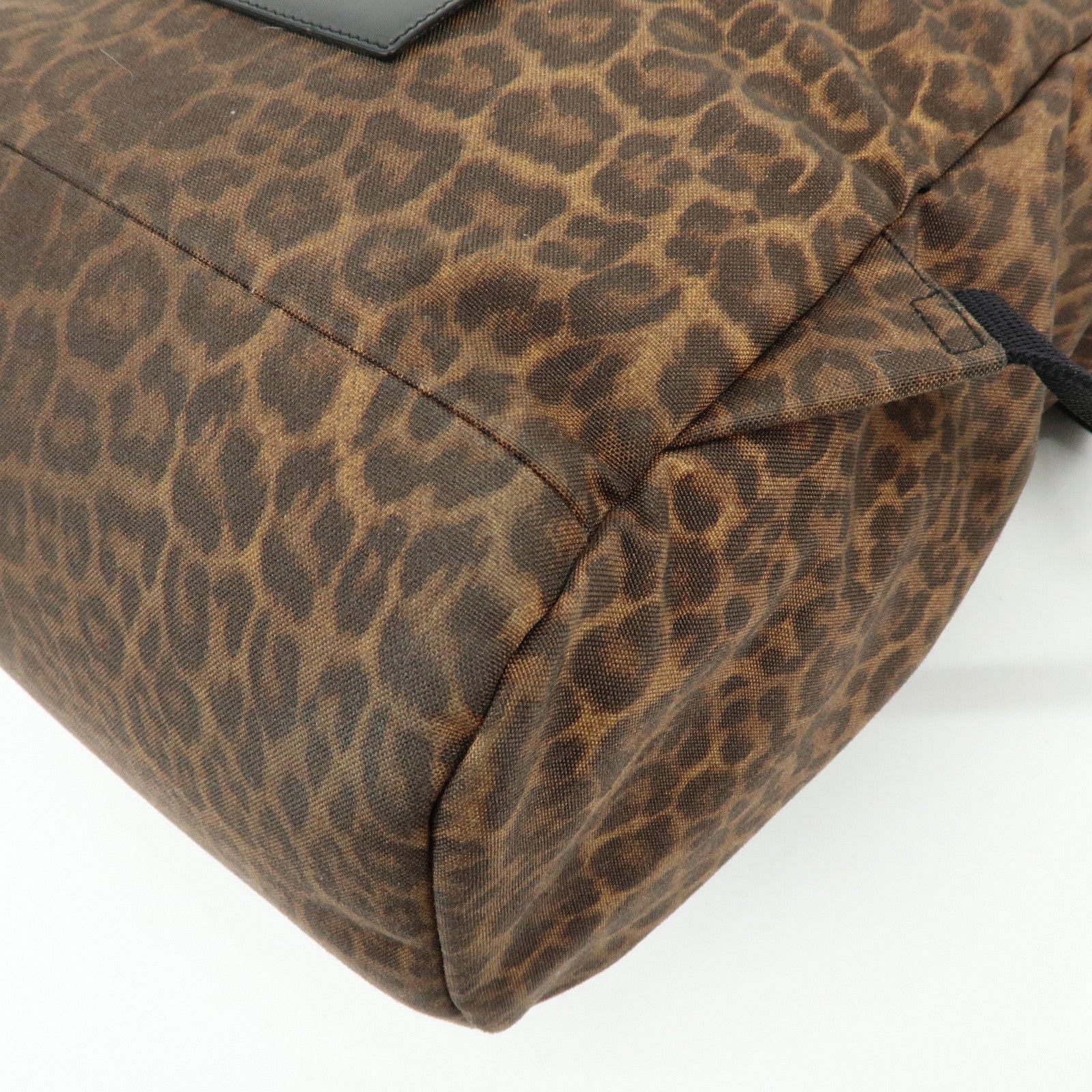 SAINT LAURENT PARIS Canvas Leather Backpack Leopard Brown 342609