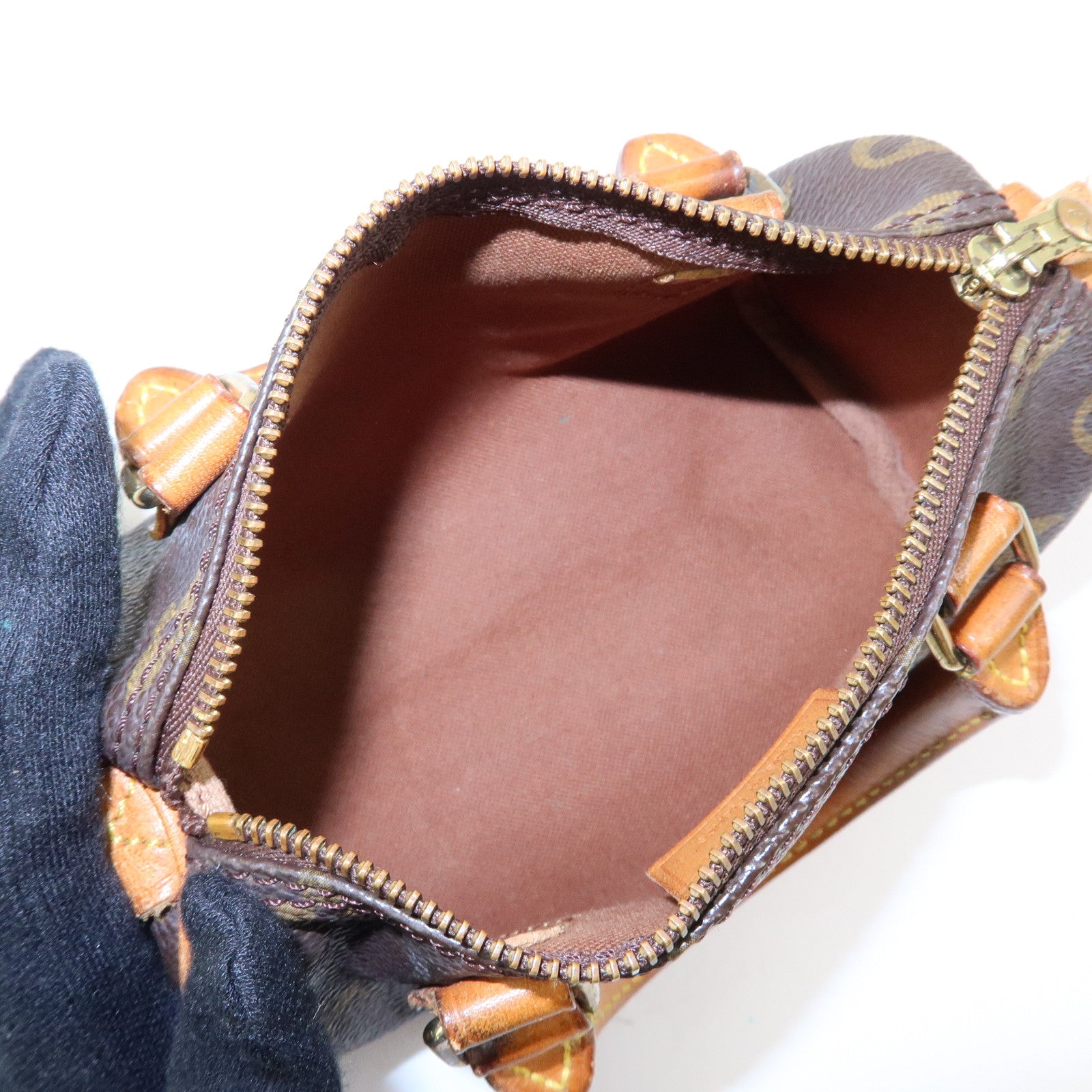 Louis Vuitton Monogram Mini Speedy Hand Bag & Strap Brown M41534