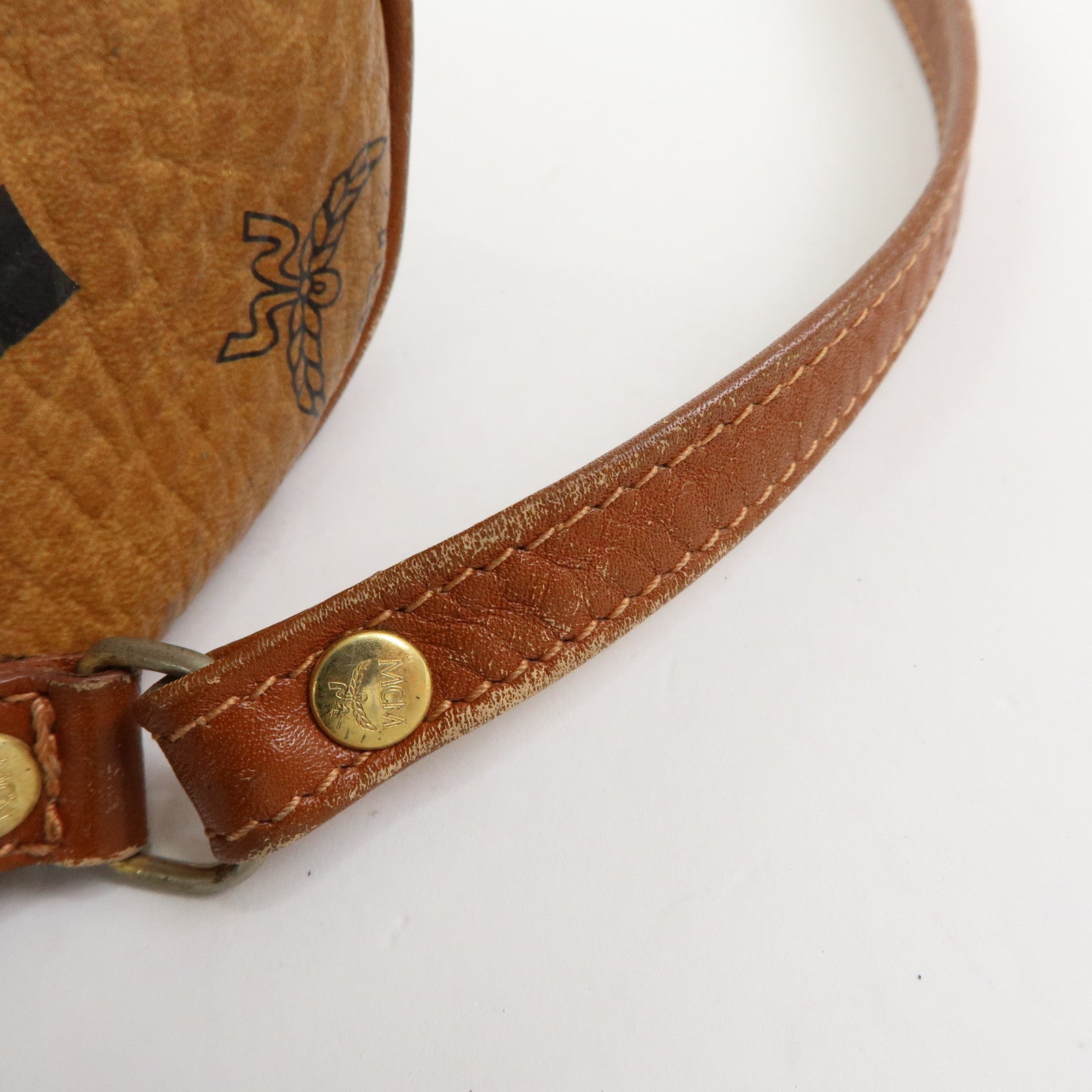 MCM Visetos PVC Leather Shoulder Bag Crossbody Bag Brown