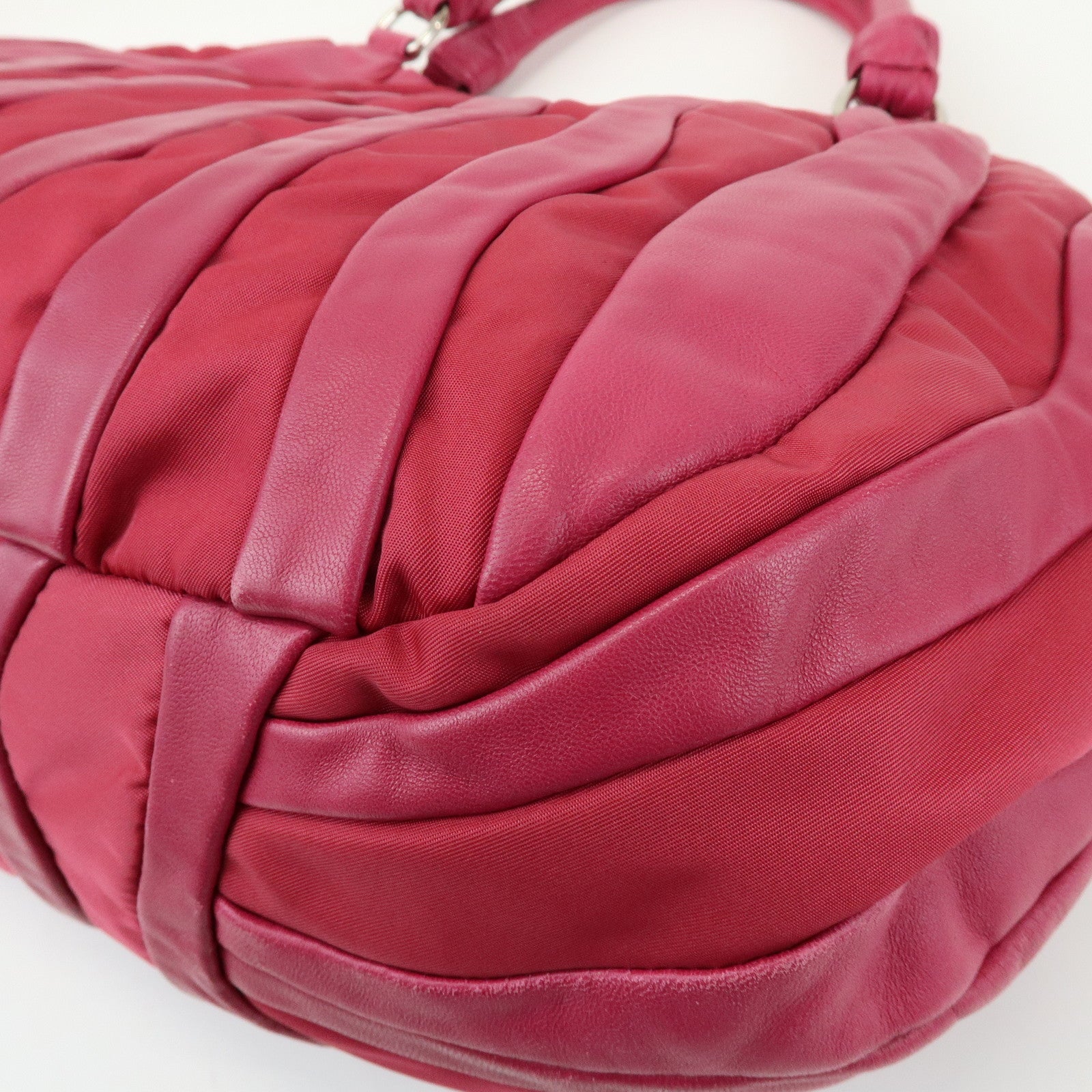 PRADA Nappa Leather Nylon Hand Bag Shoulder Bag Pink BR3994