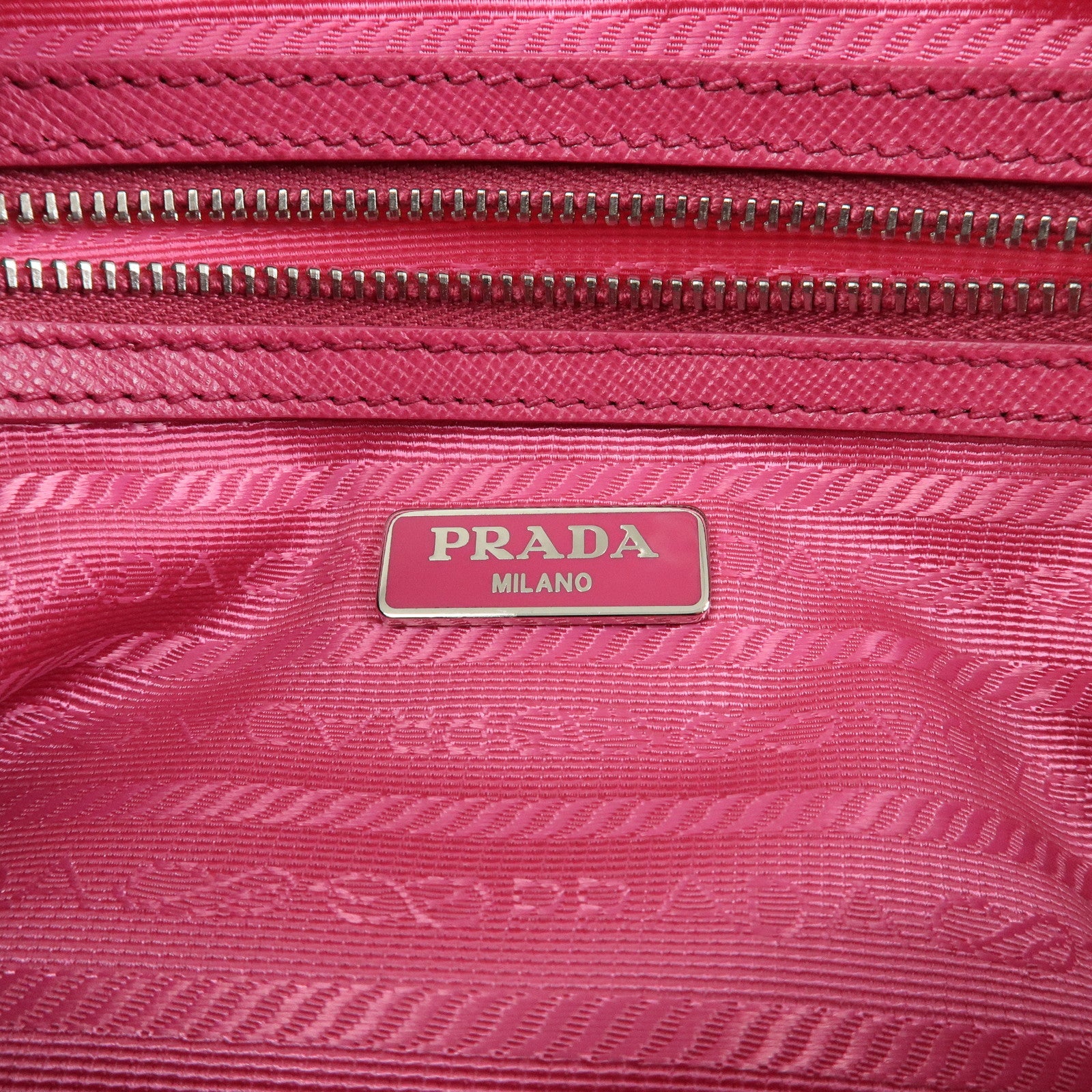 PRADA Triangle Logo Nylon Saffiano Leather Shoulder Bag Pink BT1010