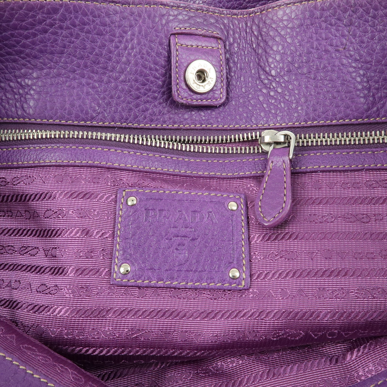 PRADA Leather 2Way Bag Tote Bag Shoulder Bag Hand Bag Purple