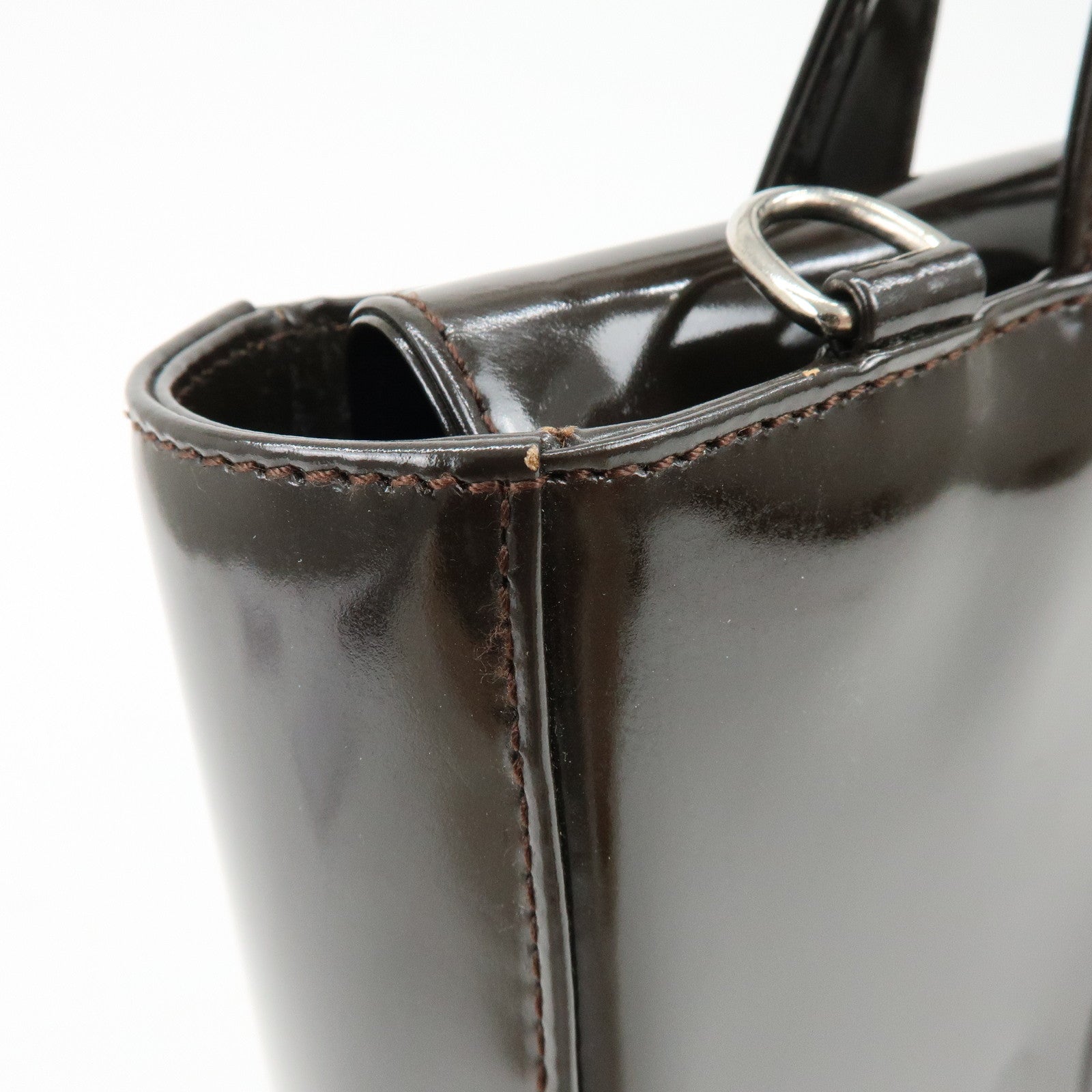 GUCCI Interlocking G Patent Leather 2Way Bag Dark Brown 000・2058