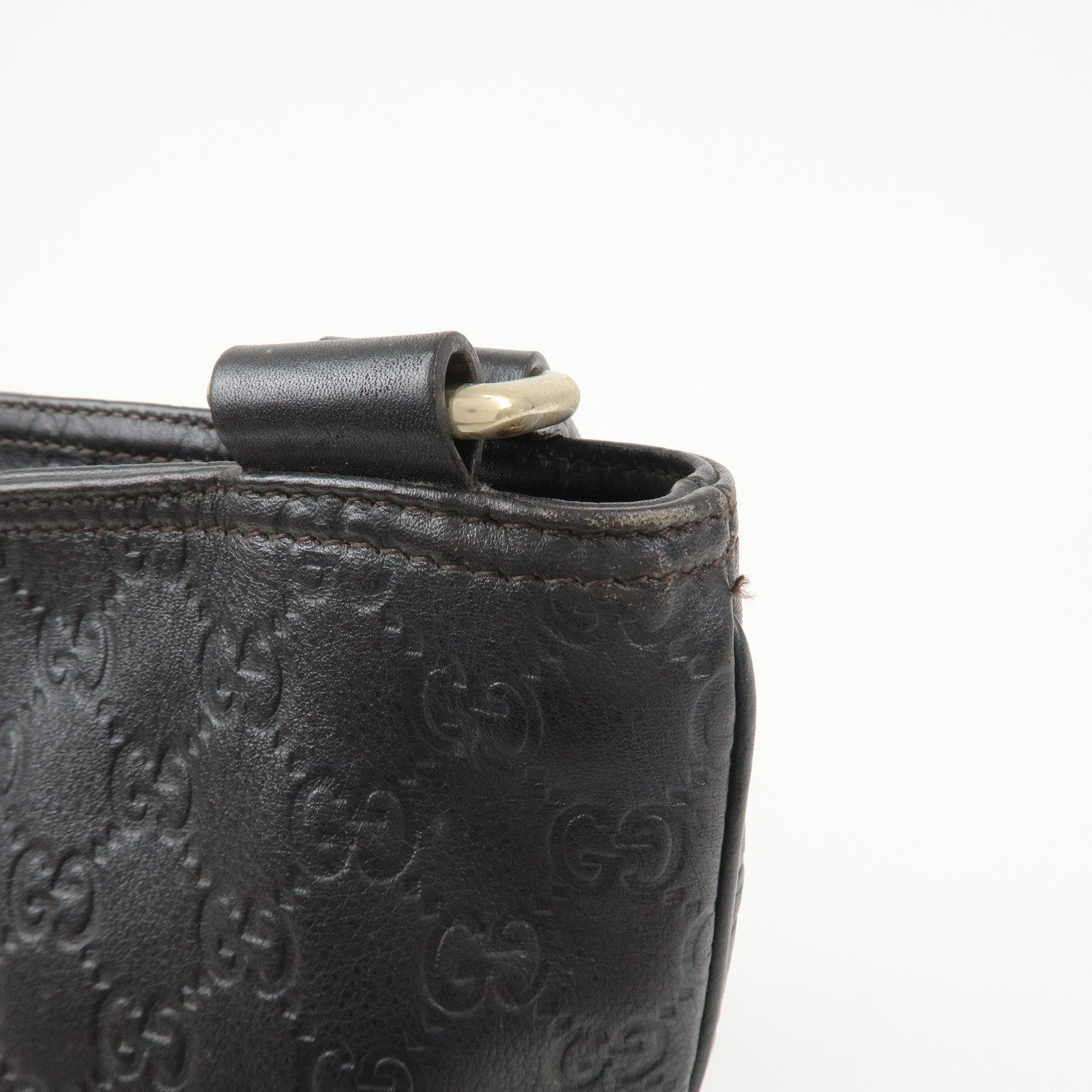 GUCCI Guccissima Leather Shoulder Bag Crossbody Bag Black 201446