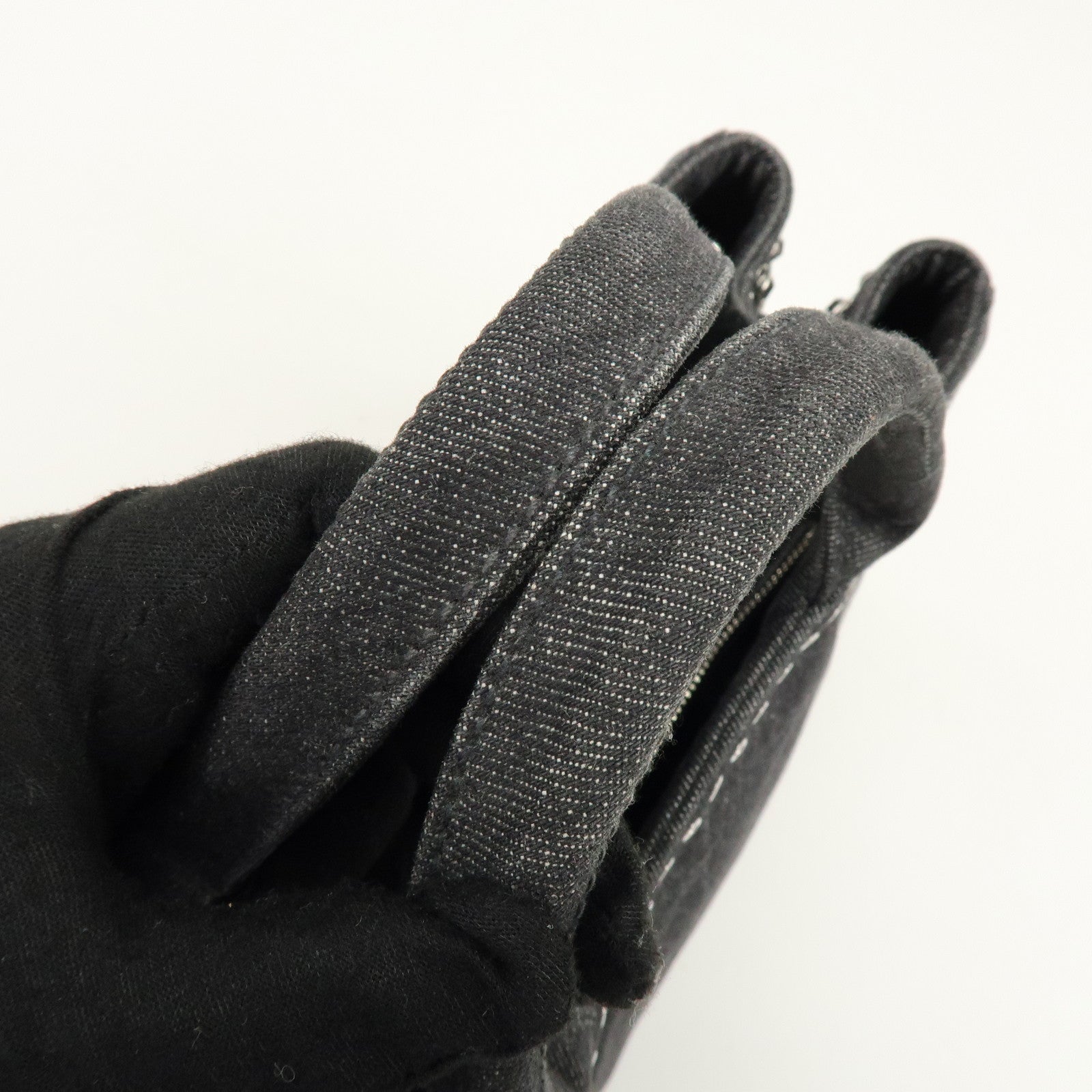 PRADA Triangle Logo Canapa Mini Bijou Denim Canvas 2Way Bag BN2439